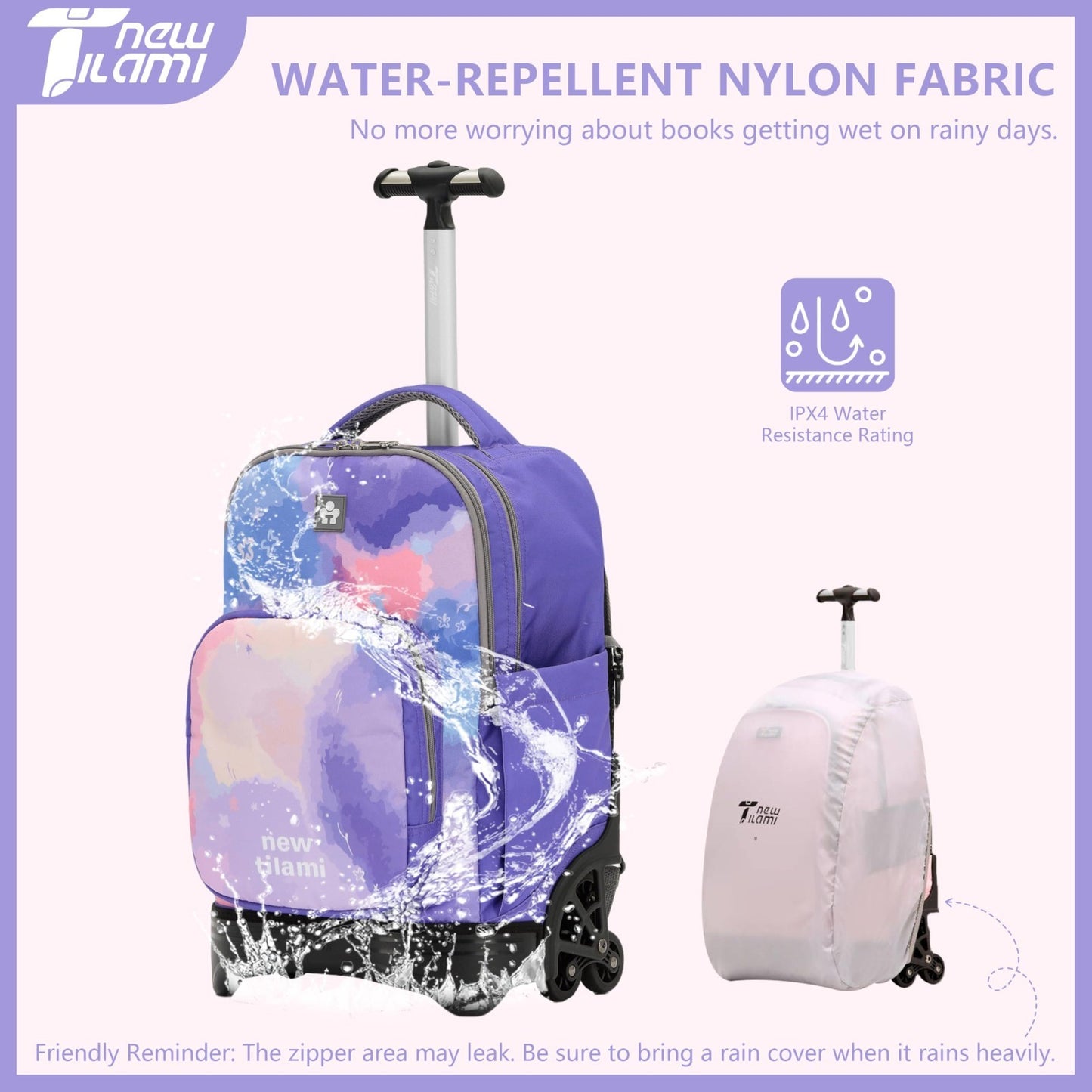 18 Inch Rolling Backpack with Lunch Bag for Kids   School Travel Bag, Durable &6