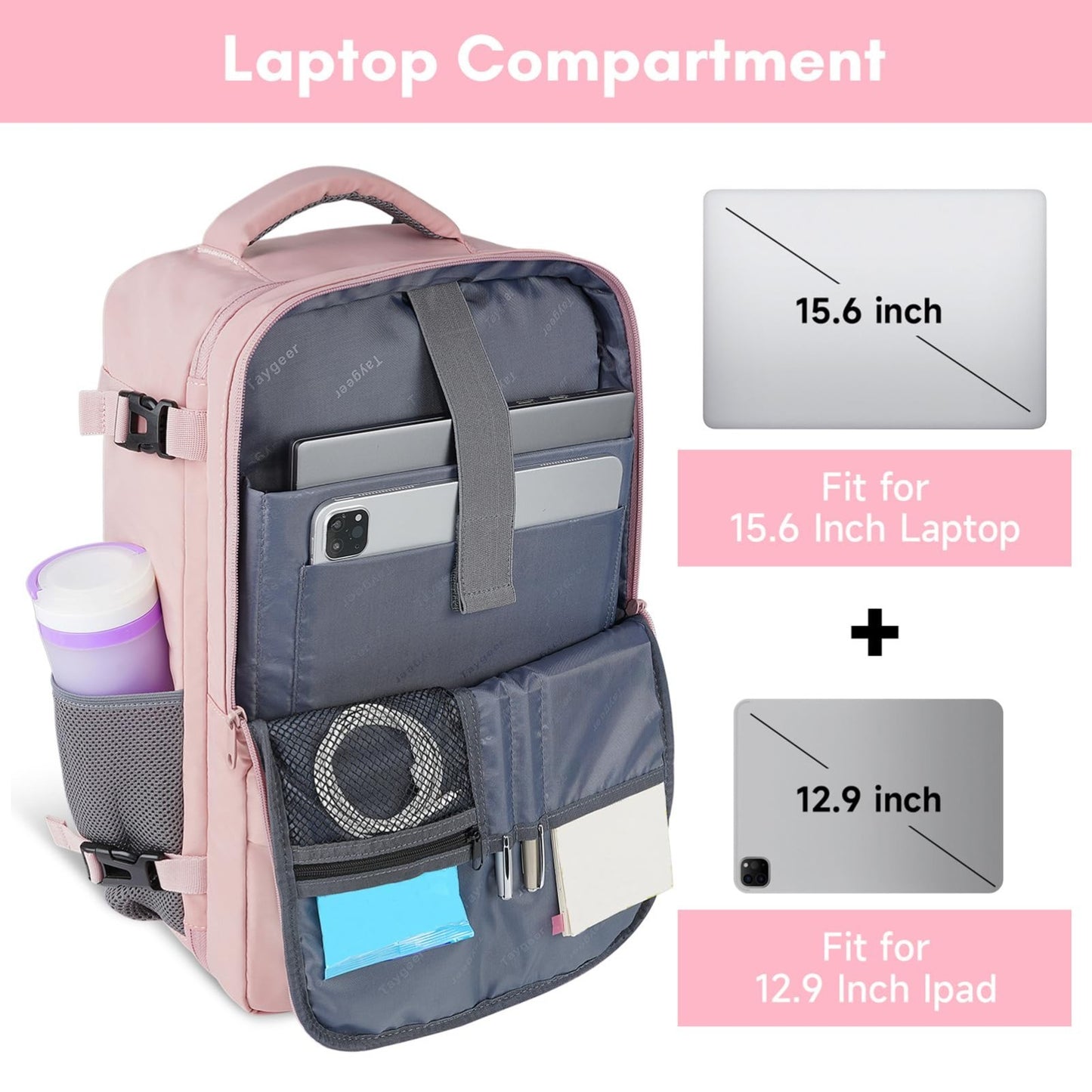Travel Backpack for Women   TSA Approved Carry On, 15.6" Laptop Bag, Water Bottl4