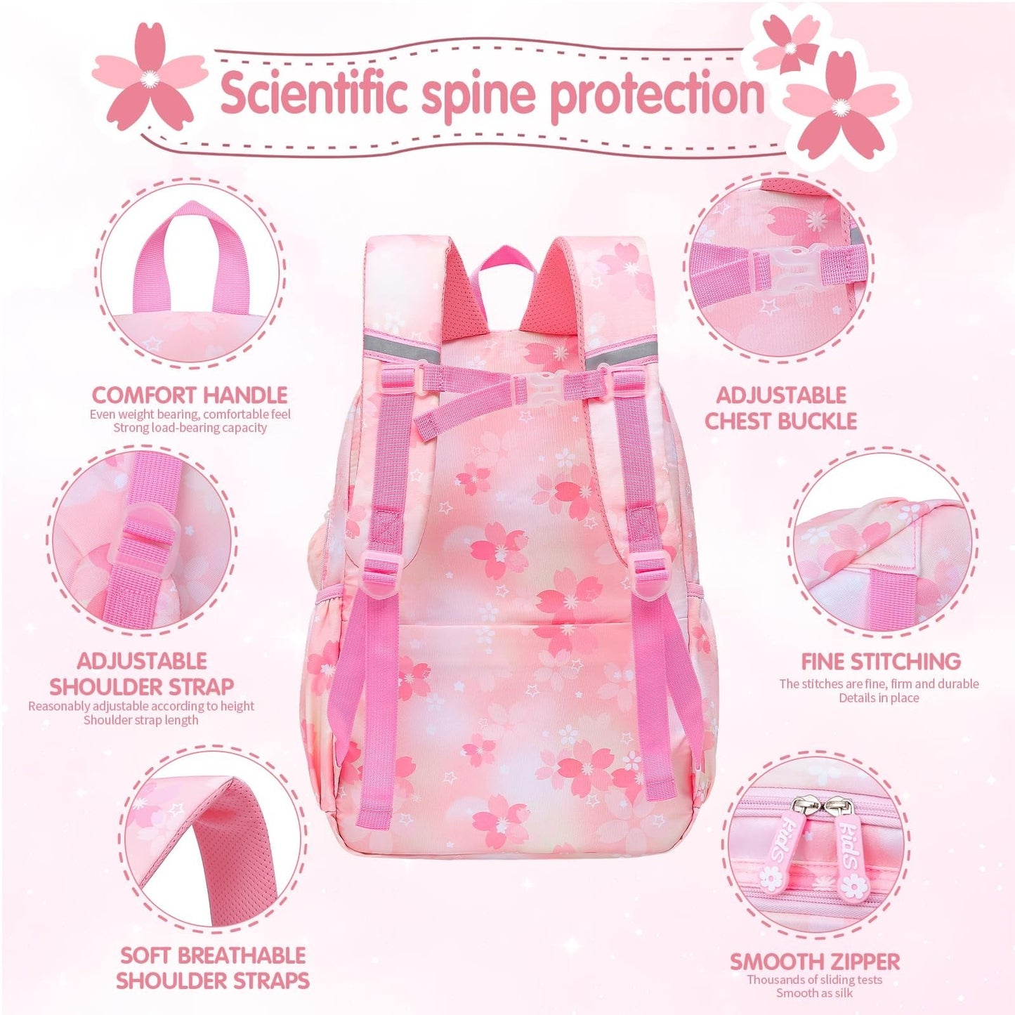 Stylish Girls School Backpack for Kids   17" Book Bag with Multiple Pockets, Spl2