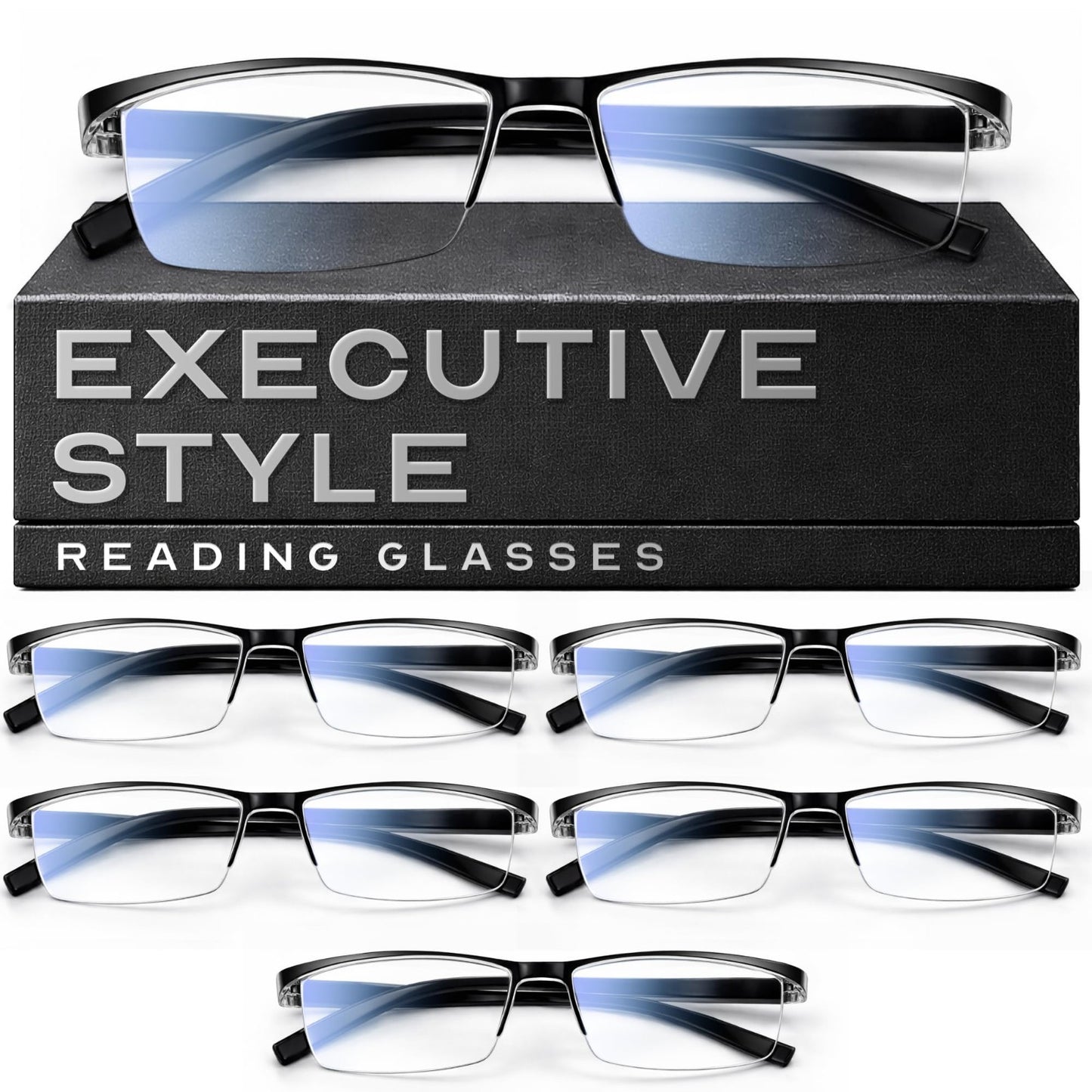 Durable Blue Light Filtering Reading Glasses for Men - Comfortable TR90 Frames0