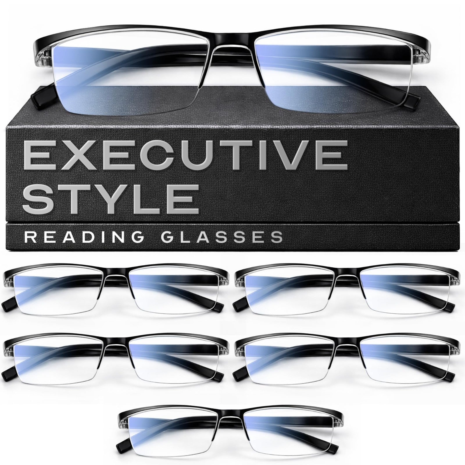 Durable Blue Light Filtering Reading Glasses for Men - Comfortable TR90 Frames0