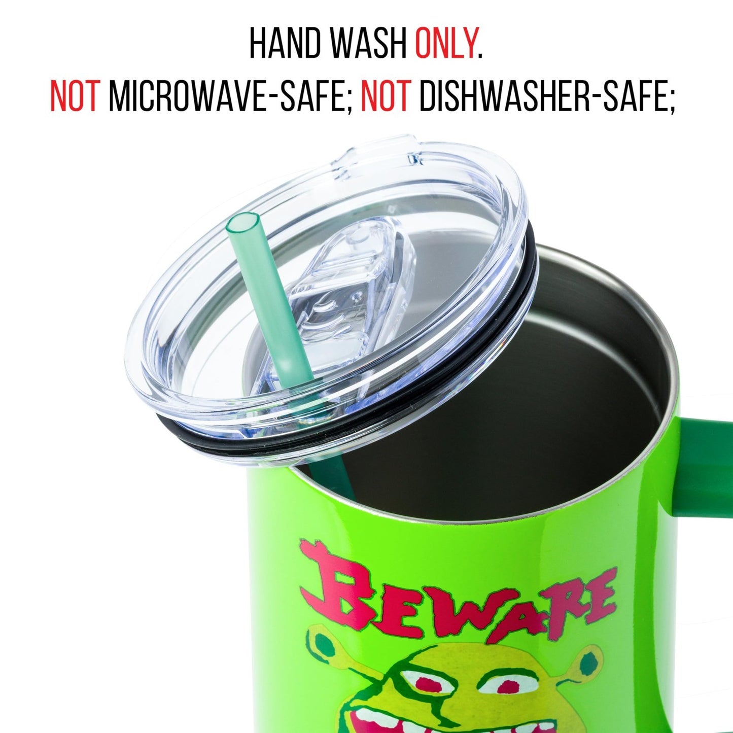 40oz Stainless Steel Tumbler with Handle   Shrek 'Beware Ogre' Design, Fits Cup3