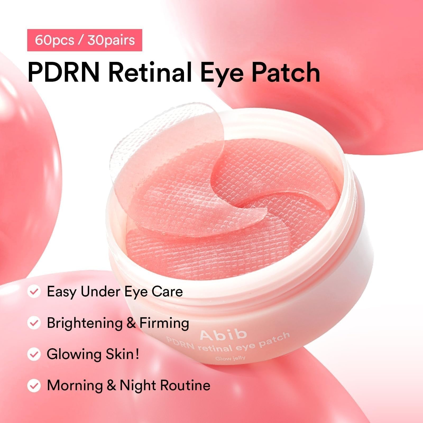 Rejuvenating PDRN Retinal Eye Patches, Niacinamide, Glow Jelly, 60 Count, Korean3
