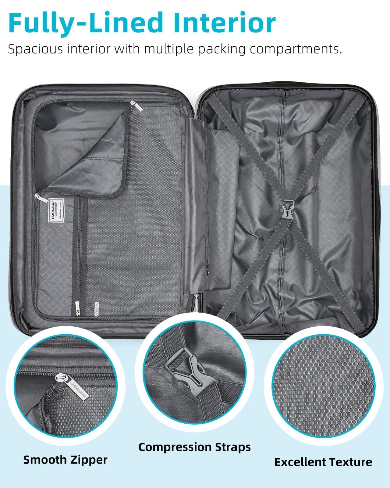 Expandable 3-Piece Carry-On Luggage Set, Lightweight Suitcases with 360° Spinner6