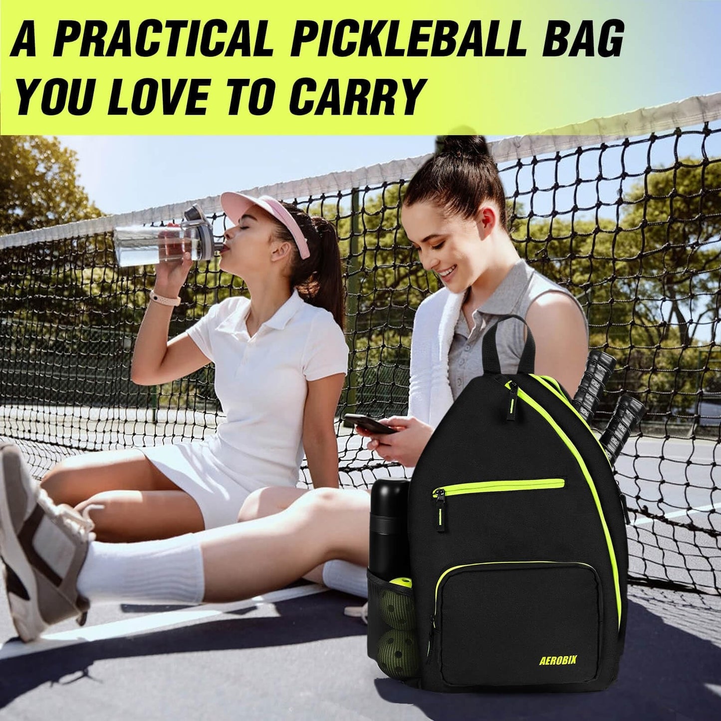 Large Capacity Pickleball Backpack - Padded Paddle Pocket, Adjustable Sling Bag5