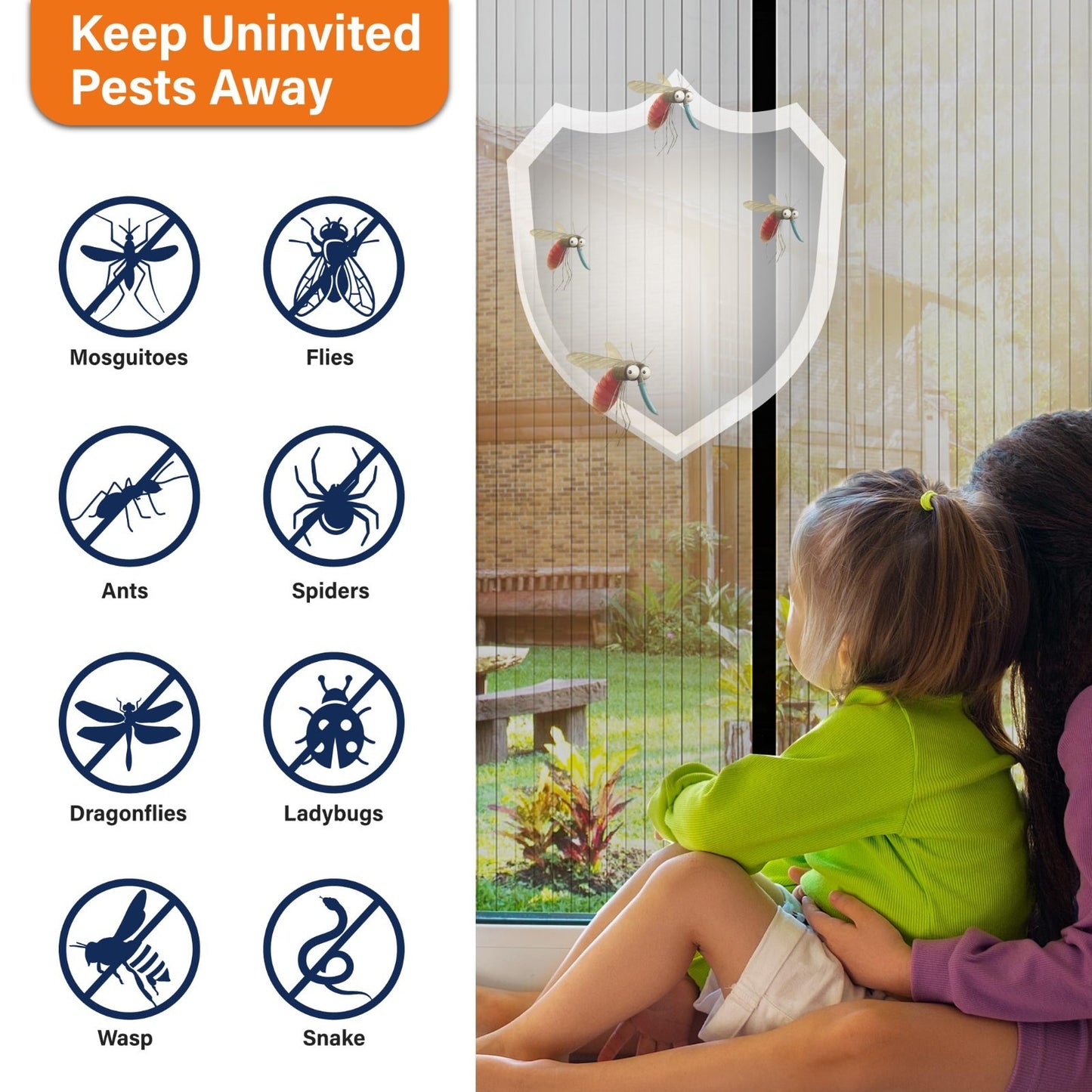 Magnetic Mesh Screen Door   Heavy Duty Bug Barrier, Pet & Kid Friendly, 38x824