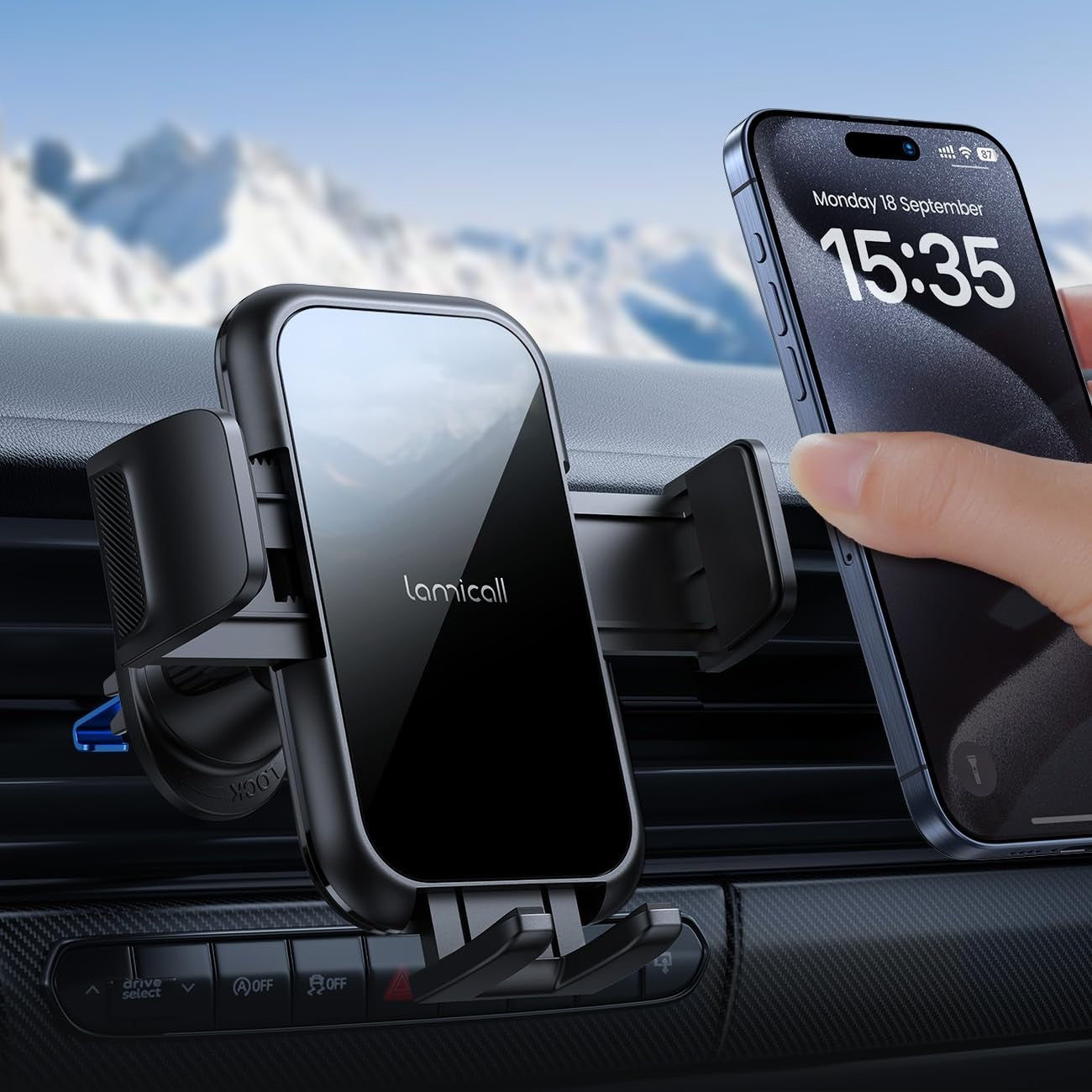 Wider Clamp Car Phone Holder for Air Vent   Metal Hook, Thick Case Friendly, Han1