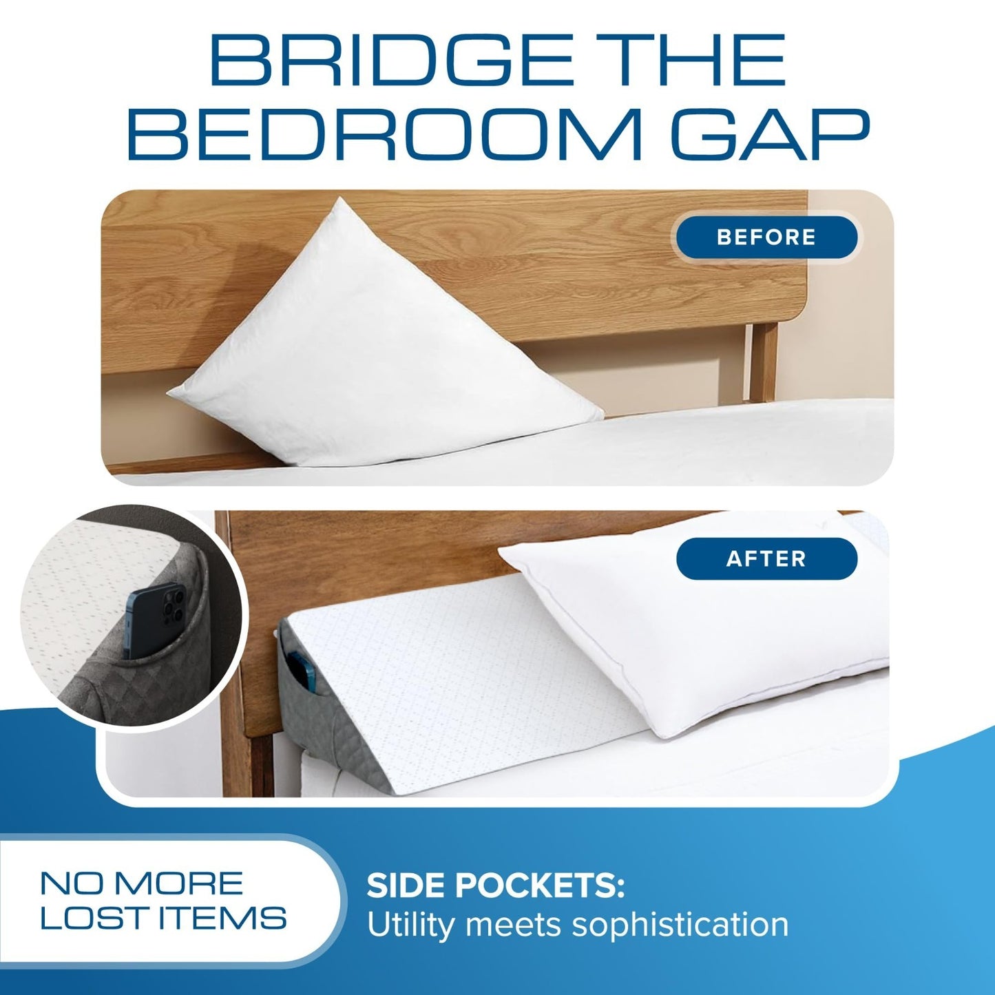 Bed Wedge Pillow for Headboard | Stylish Gap Filler Between Mattress & Headboard2