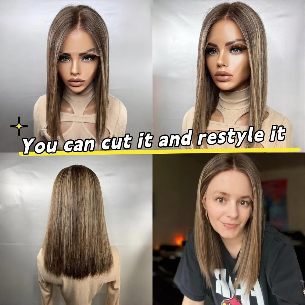 Chestnut Blonde Lace Front Wig with Dark Roots - Glueless, Pre-Plucked, 13x4 HD4