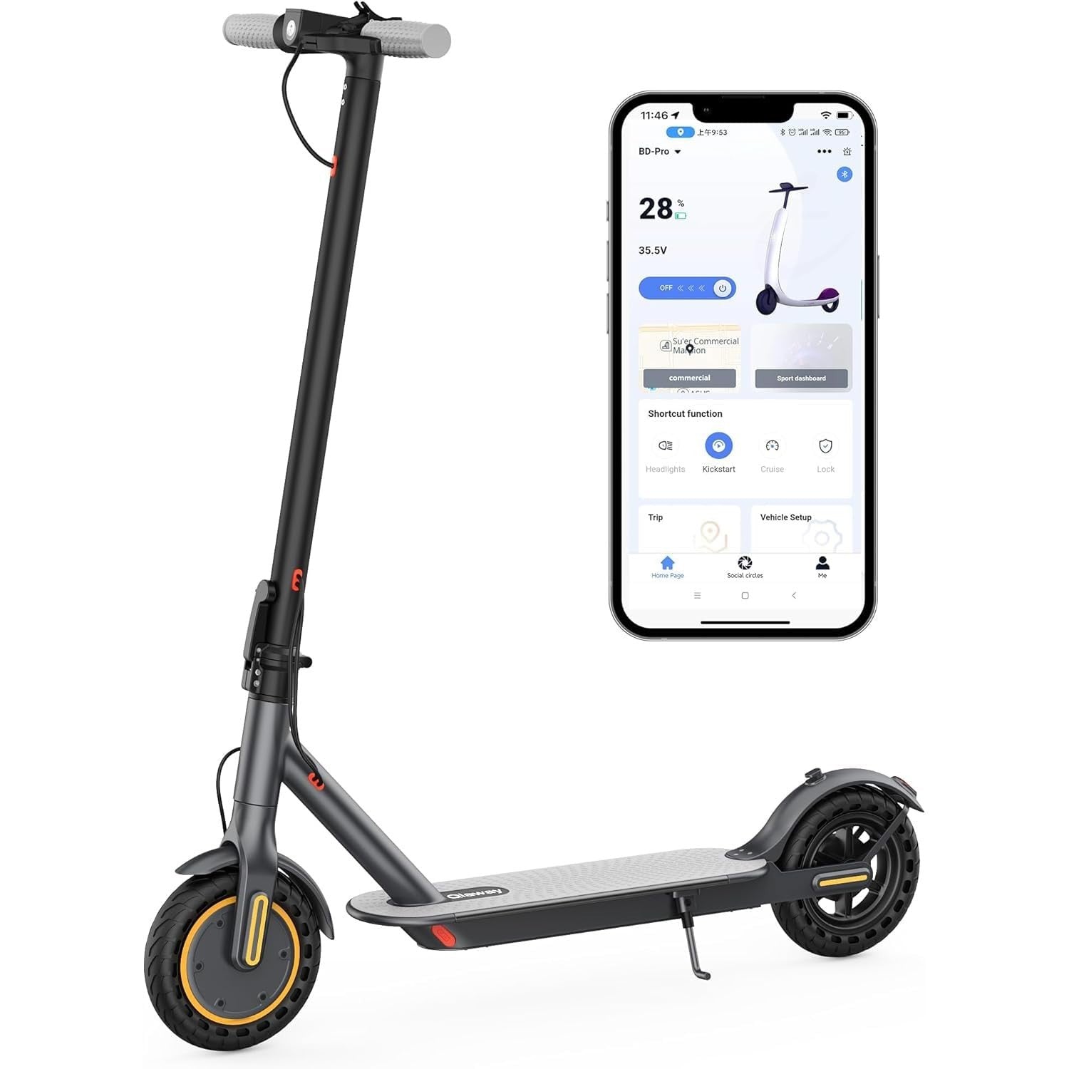 Electric Scooter 8.5''/10'' - 19/20MPH, 700/1000W Motor, 15/22 Mile Range, Porta1