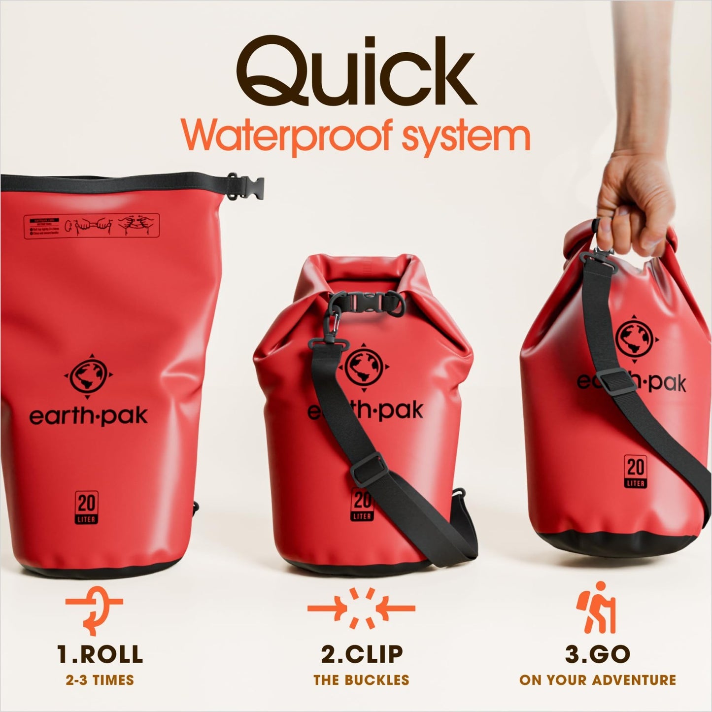 Waterproof Dry Bag Backpack   Roll Top Kayak Sack with Phone Case, Keeps Gear Dr4