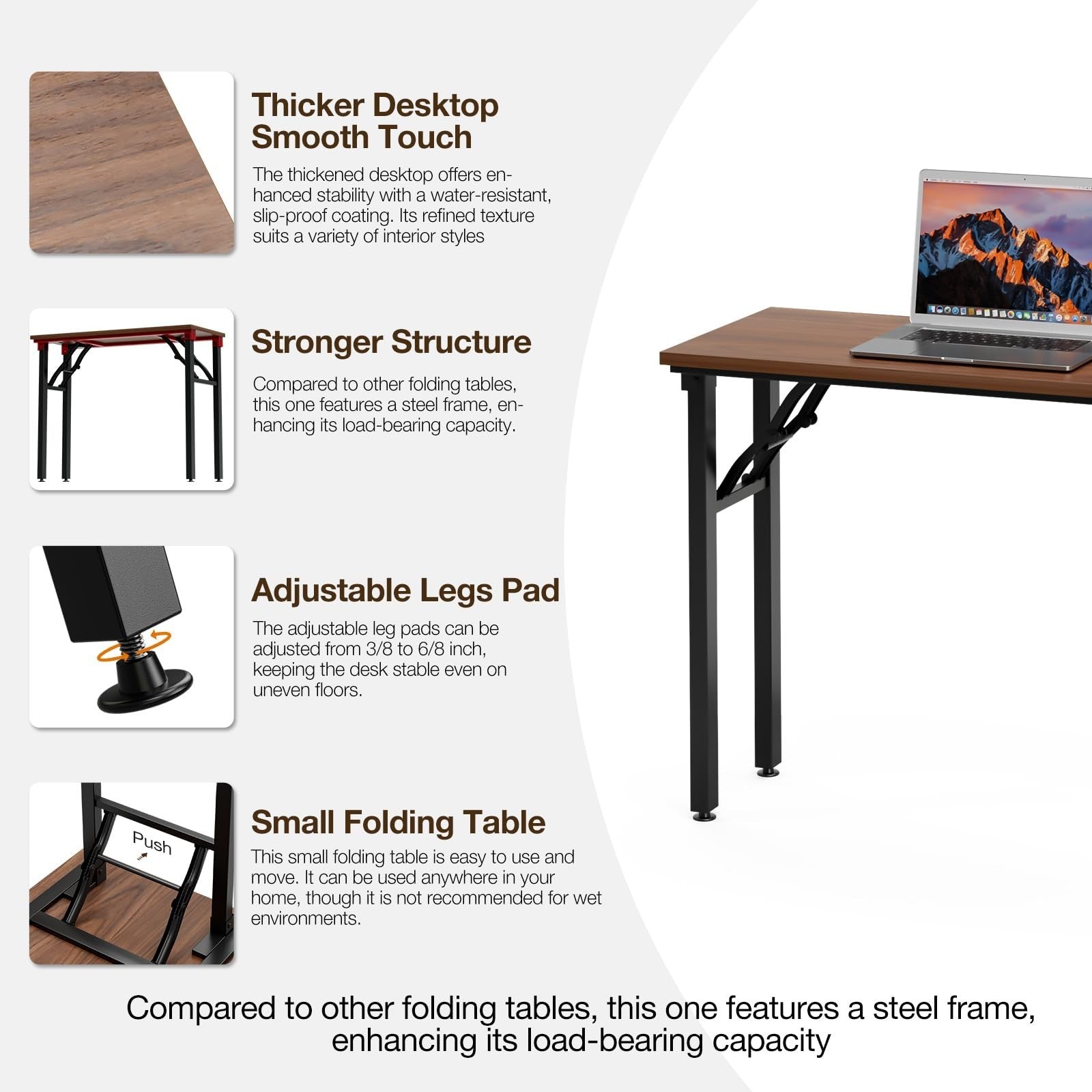 Compact Folding Desk - 35.8" Portable Office Table for Small Spaces, No Assembly6