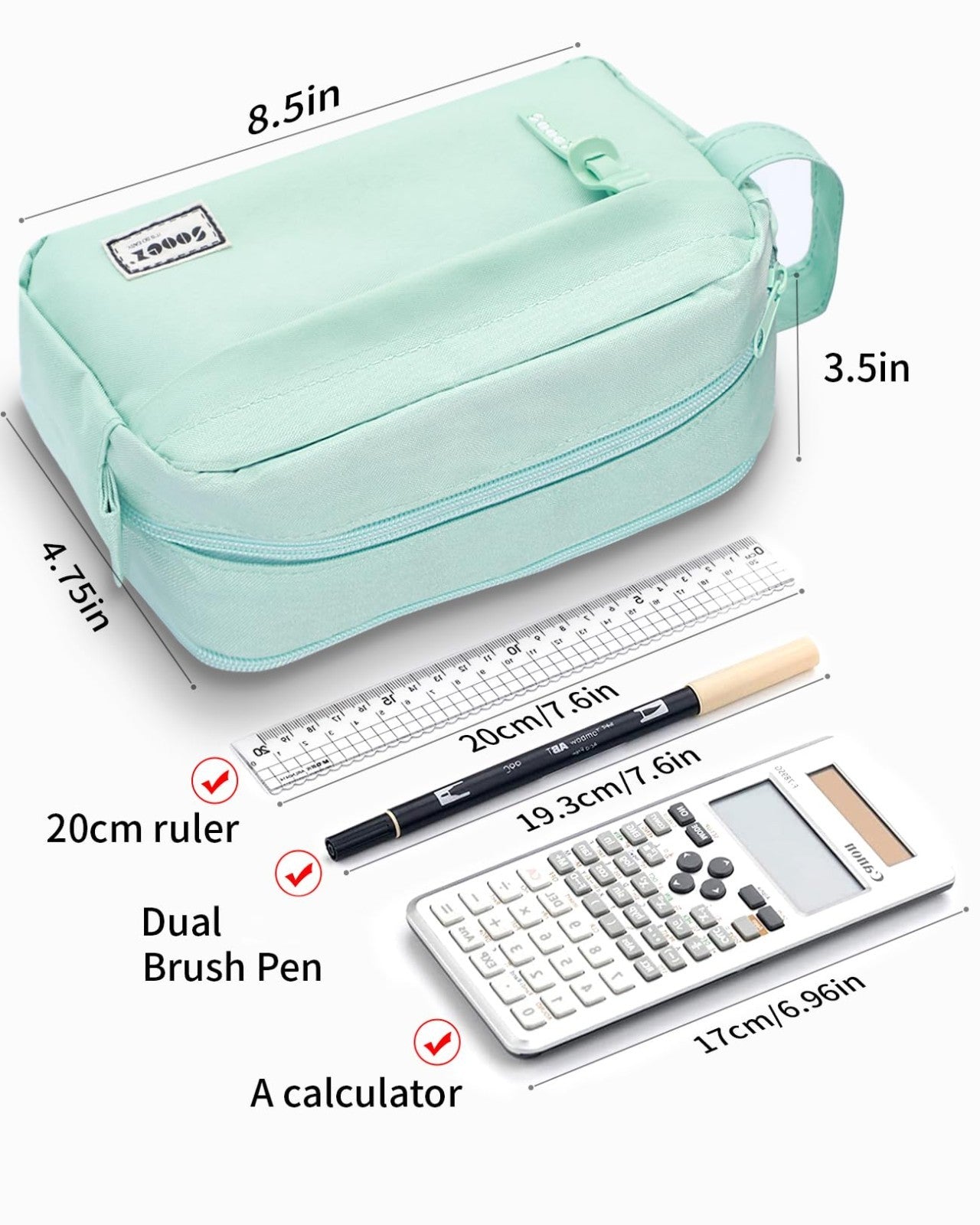 Large Capacity Pencil Case Organizer   Canvas Pouch with Compartments, Easy Grip4