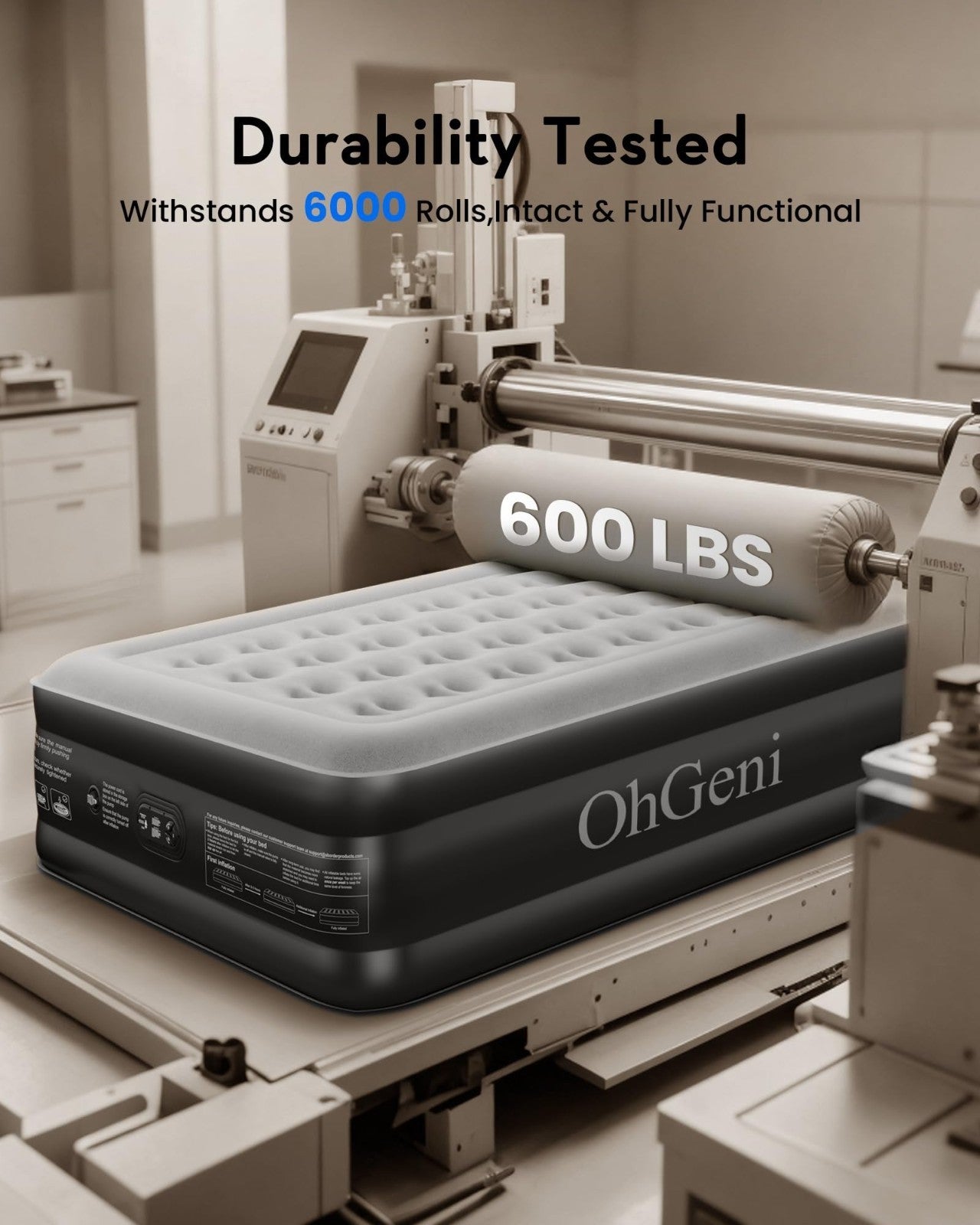 20" Raised Air Mattress with Built in Pump, Waterproof, Flocked Top, 600lb Capac6