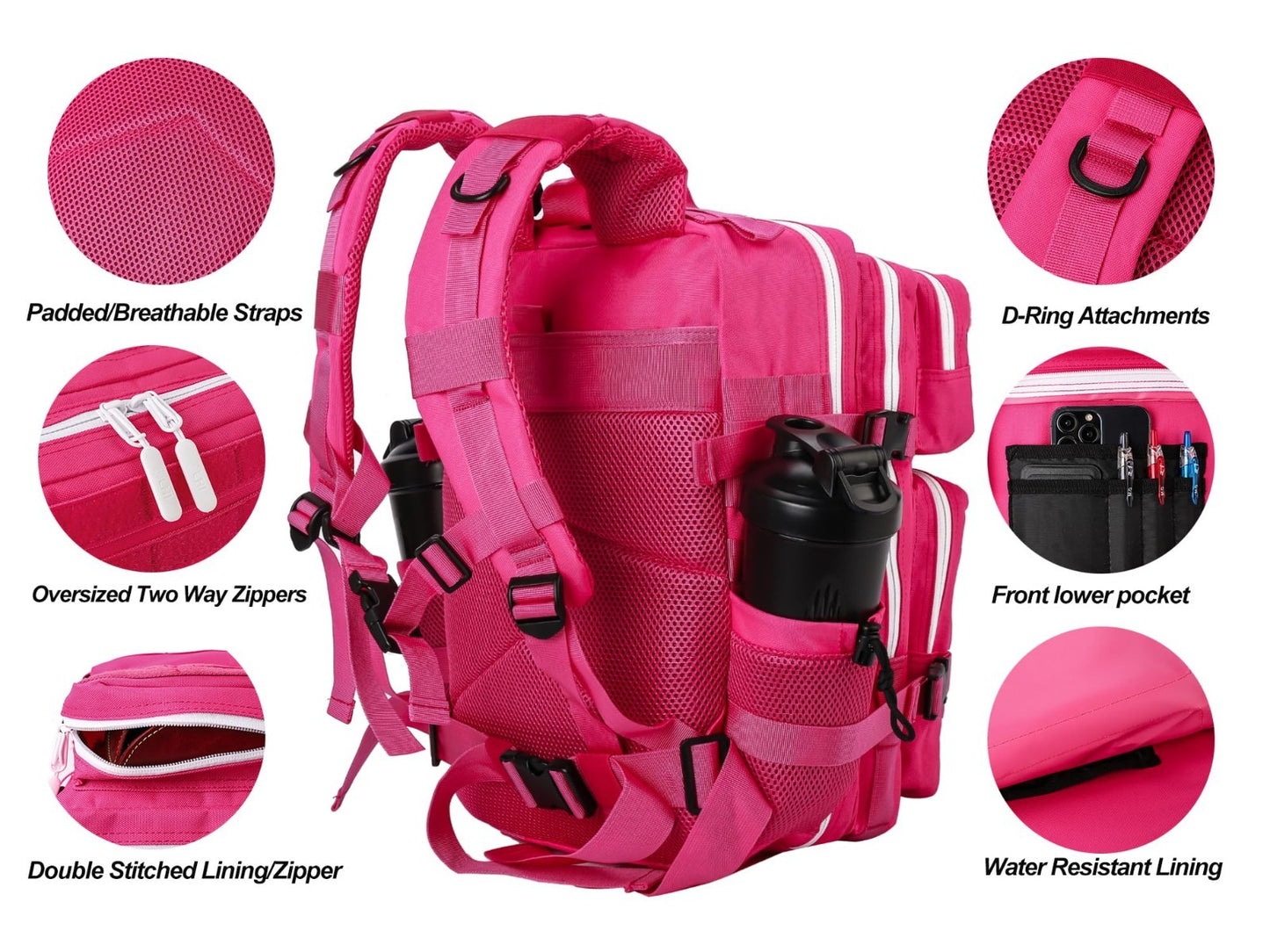 Tactical Military Backpack 25L/35L Army Assault Pack Rucksack with Water Bottle4