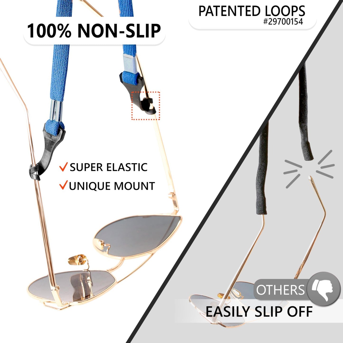 Eyeglass Holder Strap - Adjustable Eyewear Lanyard for Men & Women - 2 Pcs (Blac3