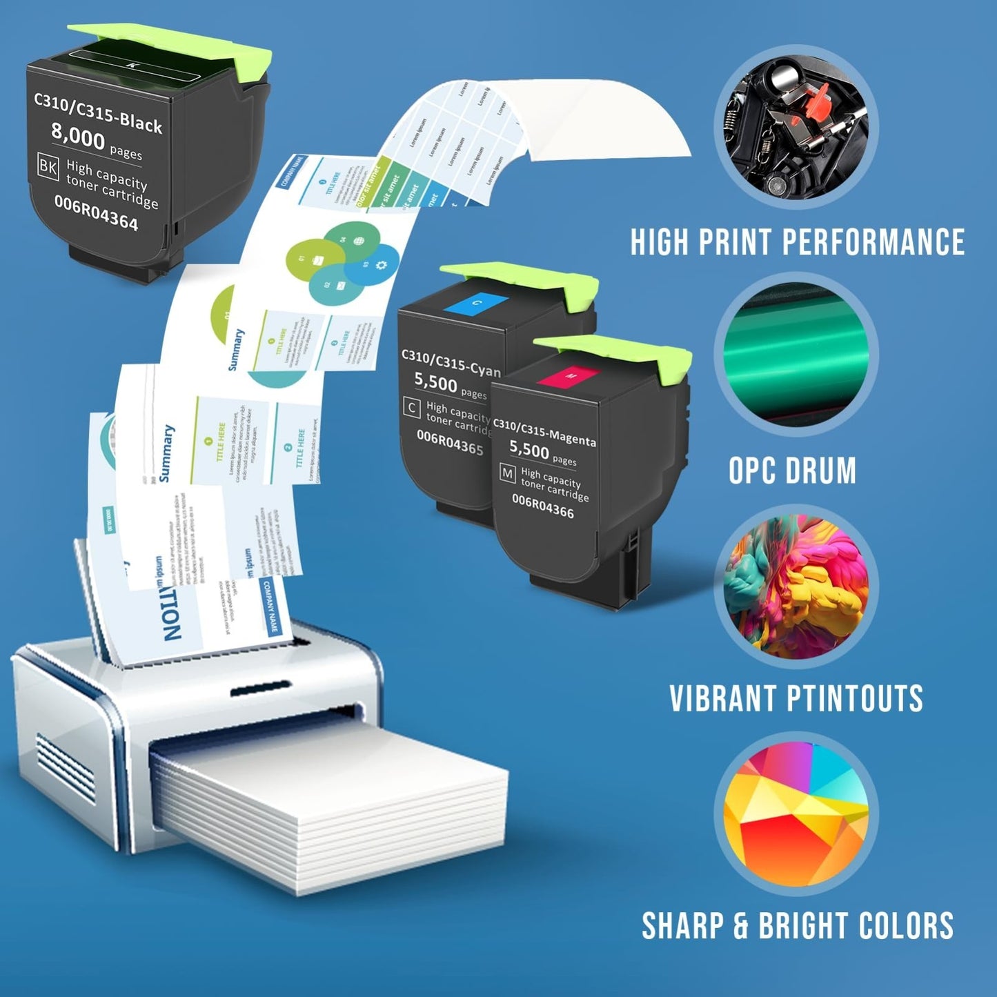 High Capacity Black Toner Cartridge for Xerox C310 C315 - 8000 Pages Compatible5