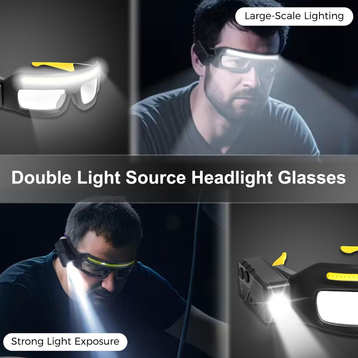 Adjustable Motion Sensor Headlamp Glasses   Rechargeable Safety Light for Campin3