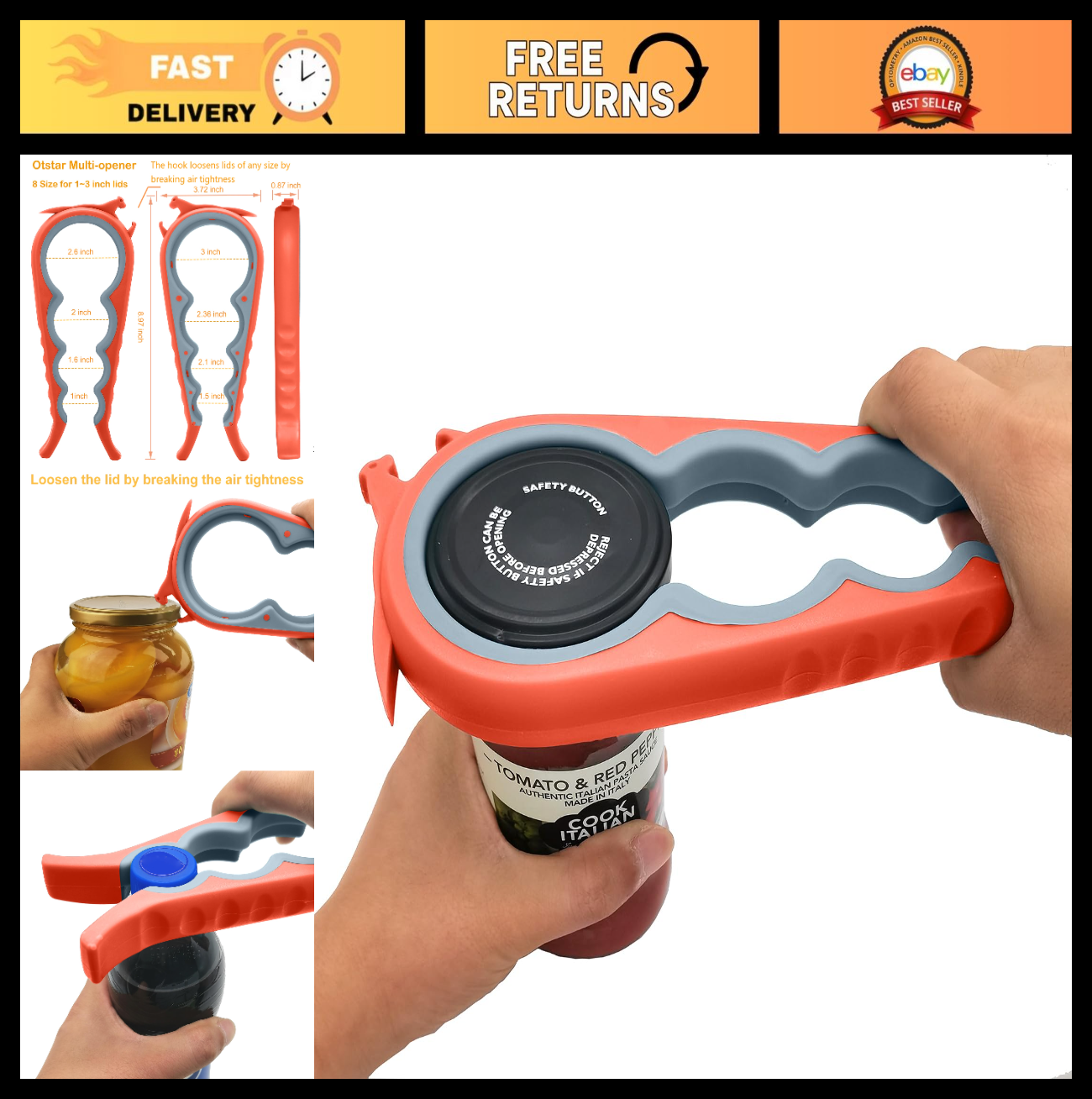 Adjustable Jar & Bottle Opener for Seniors with Arthritis | Easy Grip Lid Tool f0