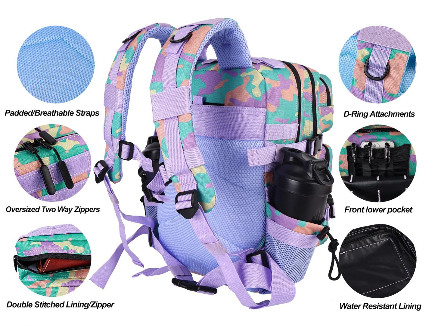Tactical Military Backpack 25L/35L   Army Assault Pack, Small Rucksack with Bott3