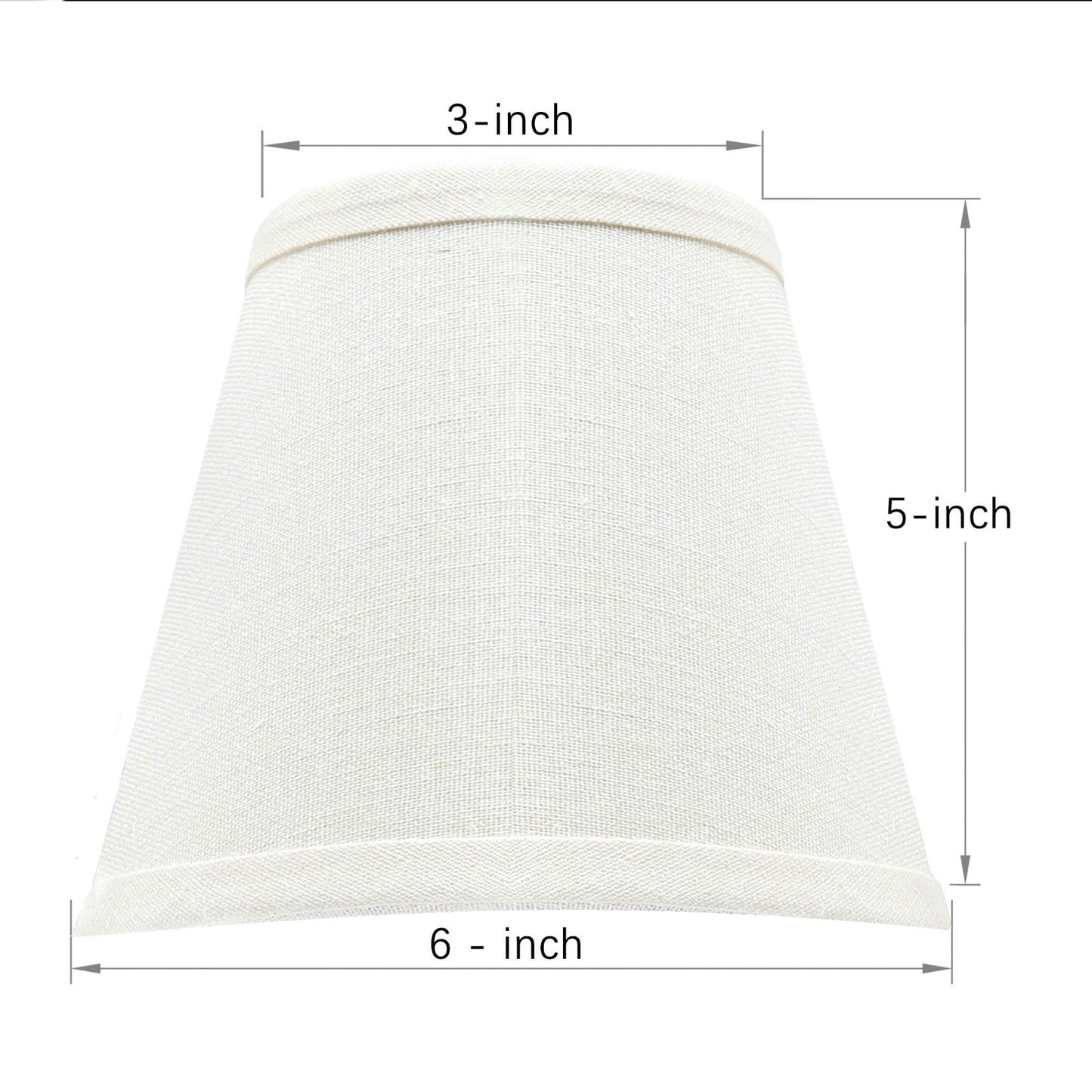 Set of 6 Clip-On White Linen Lamp Shades for Chandelier, 3" x 6" x 52