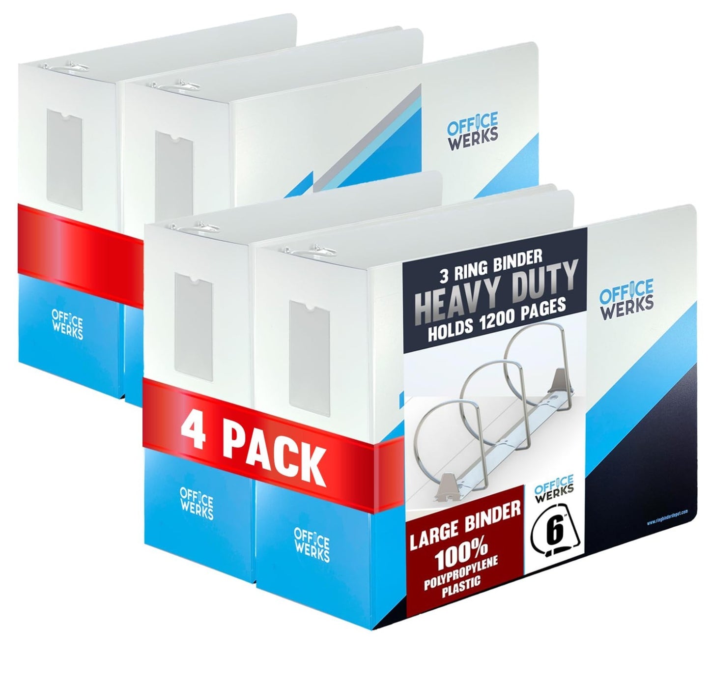 Heavy Duty 6" Locking Angle D-Ring Binder, 3 Rings, Spine Label Holder, 8.5"x11"0