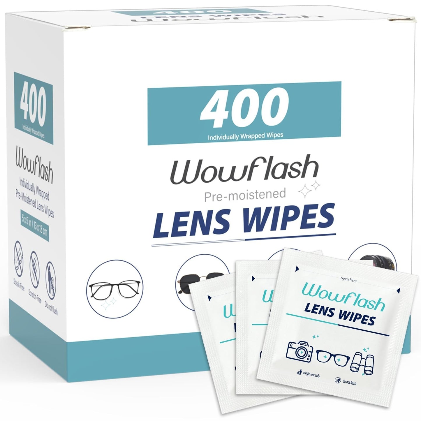 400 Count Pre-Moistened Lens Wipes | Scratch-Free Streak-Free Cleaner for Eyegla1