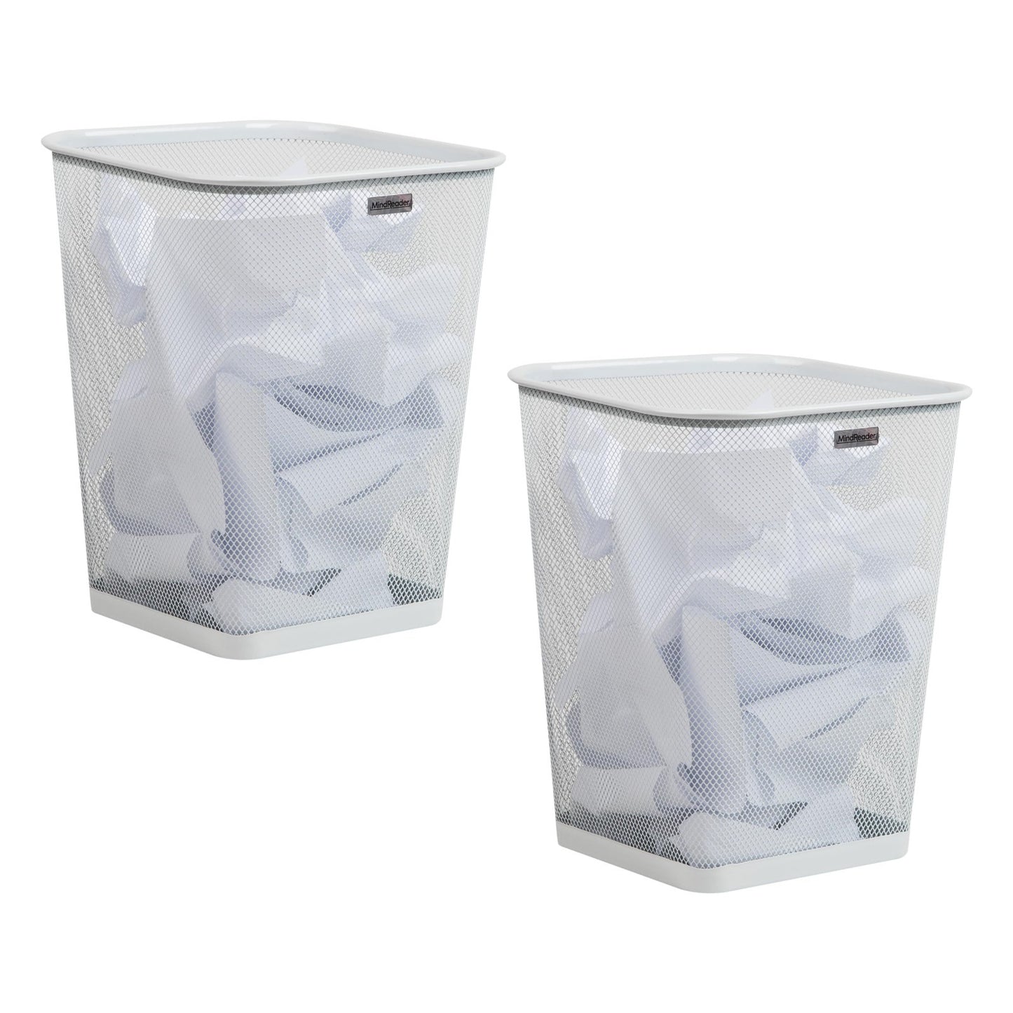 Set of 2 White Mesh Trash Cans, 5 Gallon Capacity, Stylish & Durable Design1