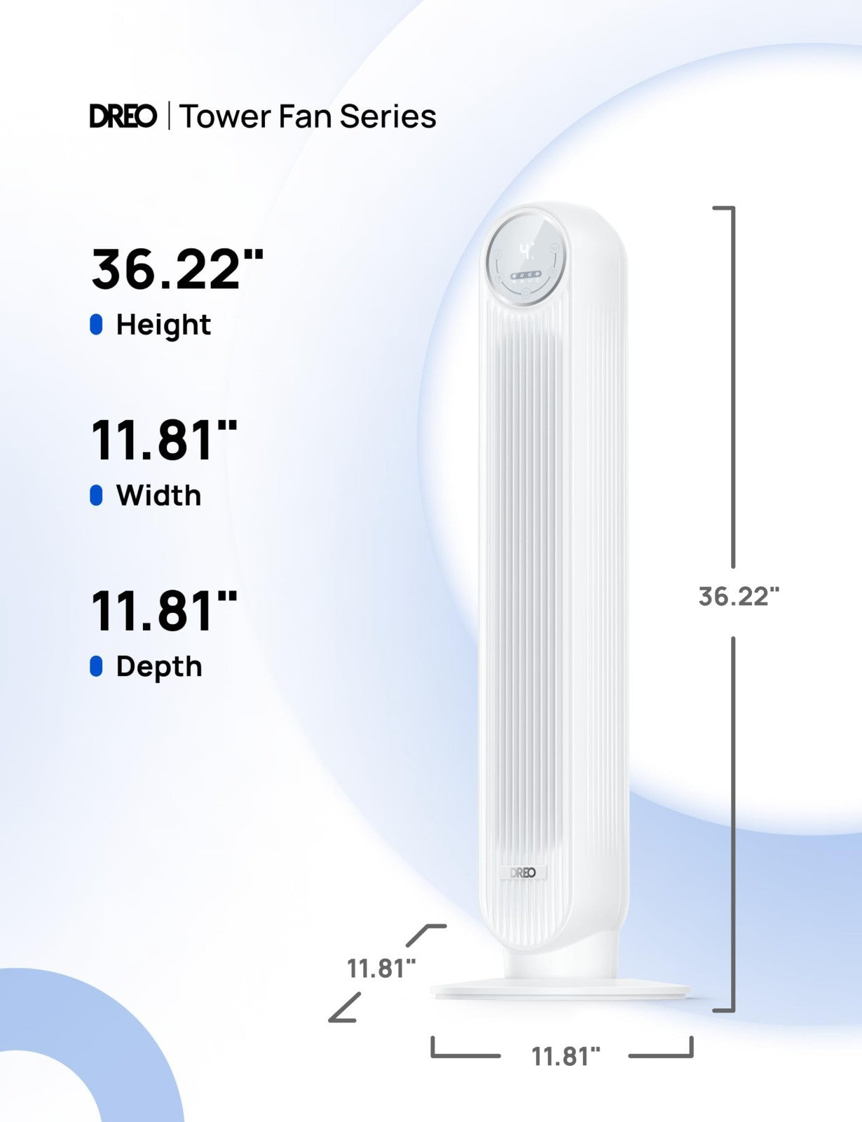Ultra Quiet Bladeless Tower Fan   28ft/s Speed, 90° Oscillation, 8 Modes, Remote2