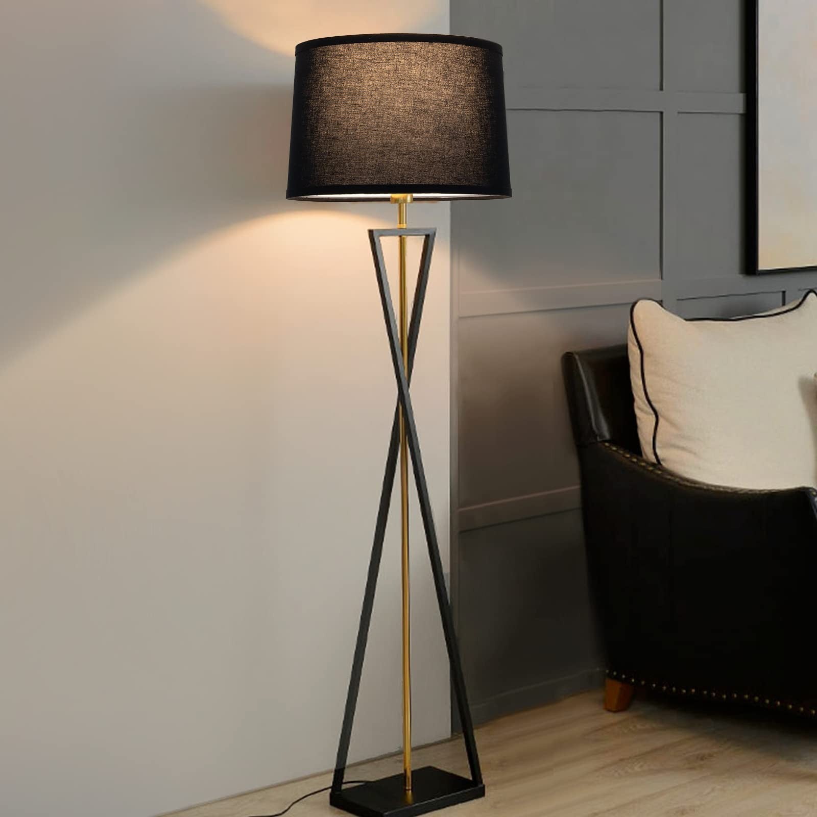Set of 2 Black Drum Lamp Shades - 11.6" Top x 12.6" Bottom x 9.8" High, Easy Ass6