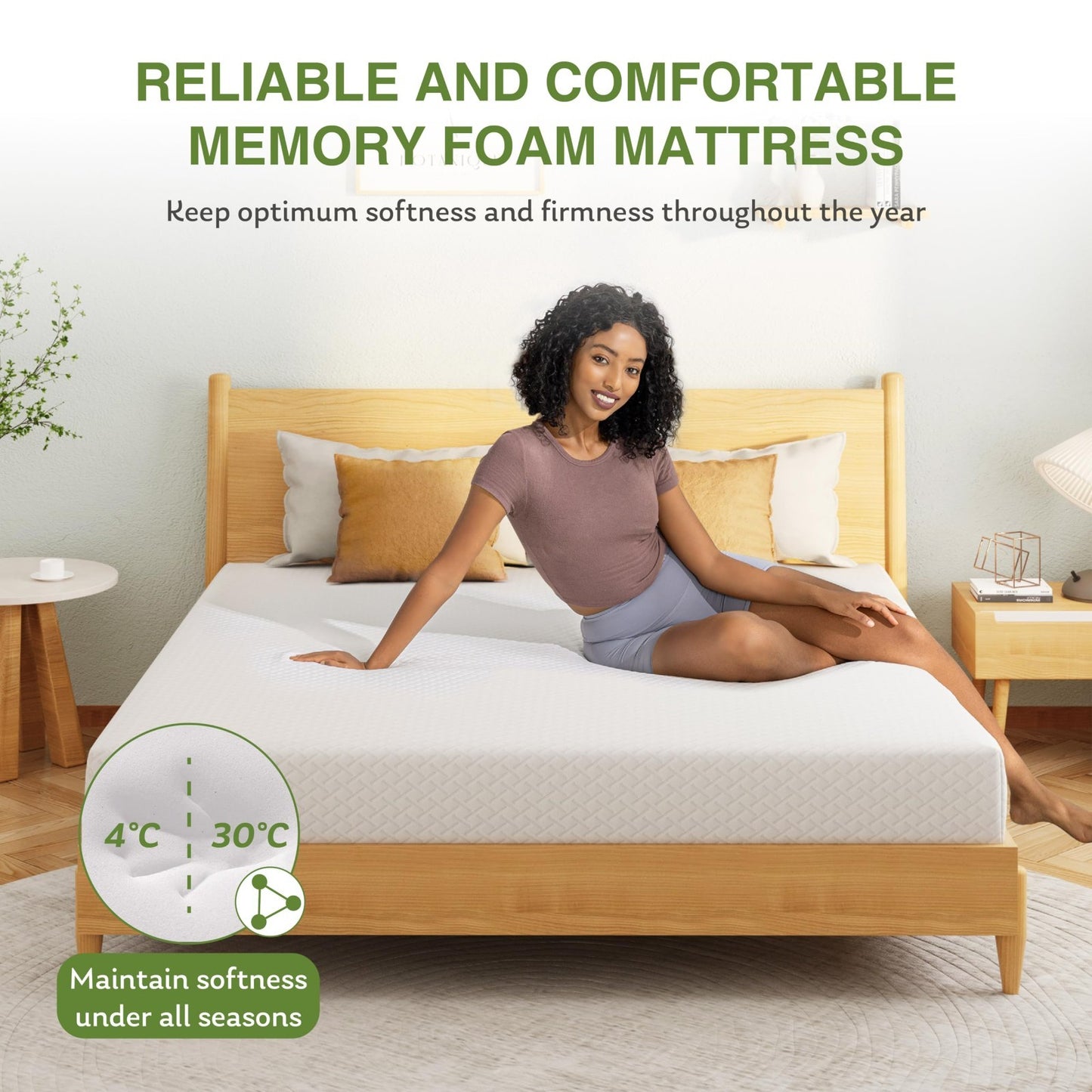 12" Twin Green Tea Memory Foam Mattress   Medium Firm, Cooling Gel, Pressure Rel5