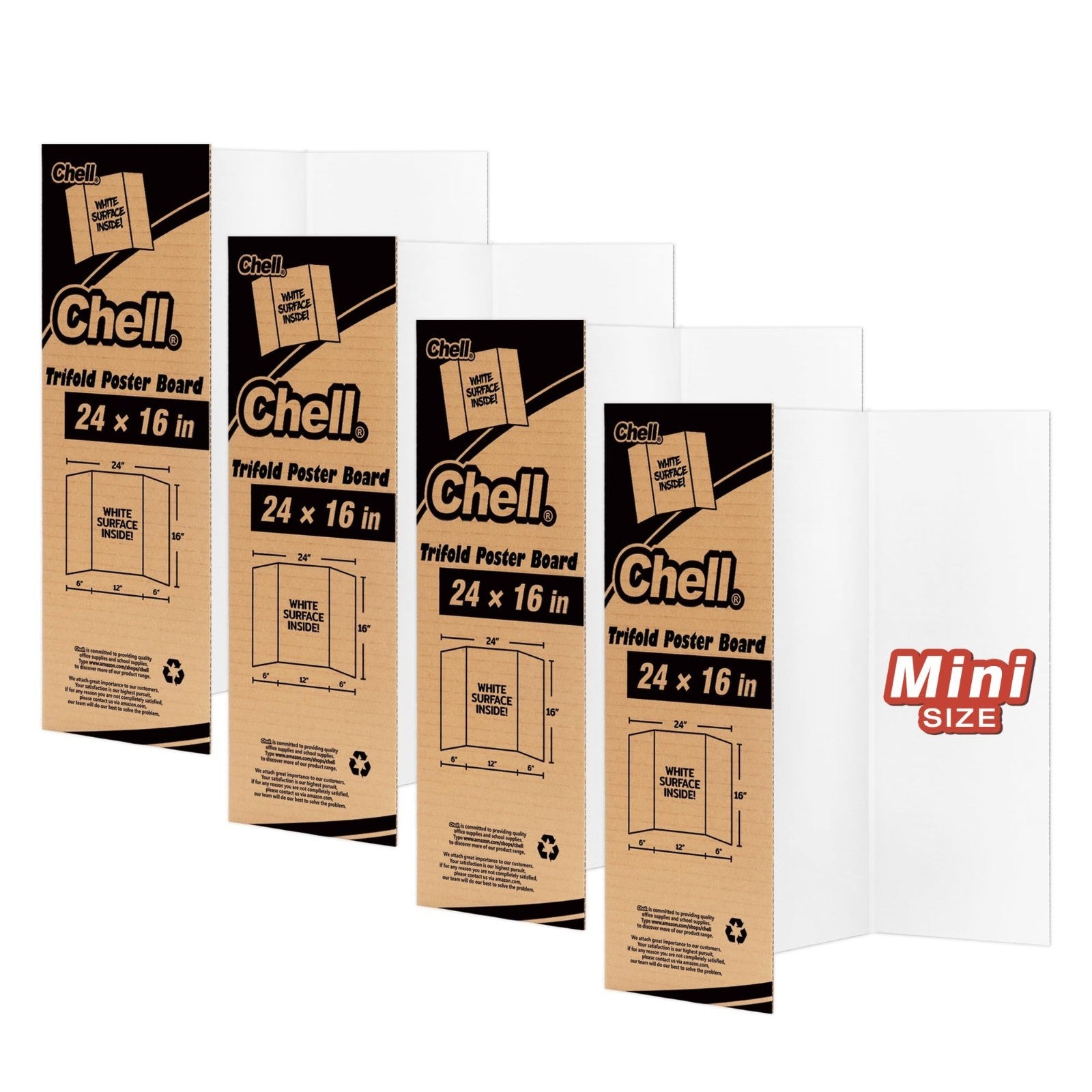 16x24 White Corrugated Trifold Poster Boards - 4 Pack, Thick & Lightweight, Port1