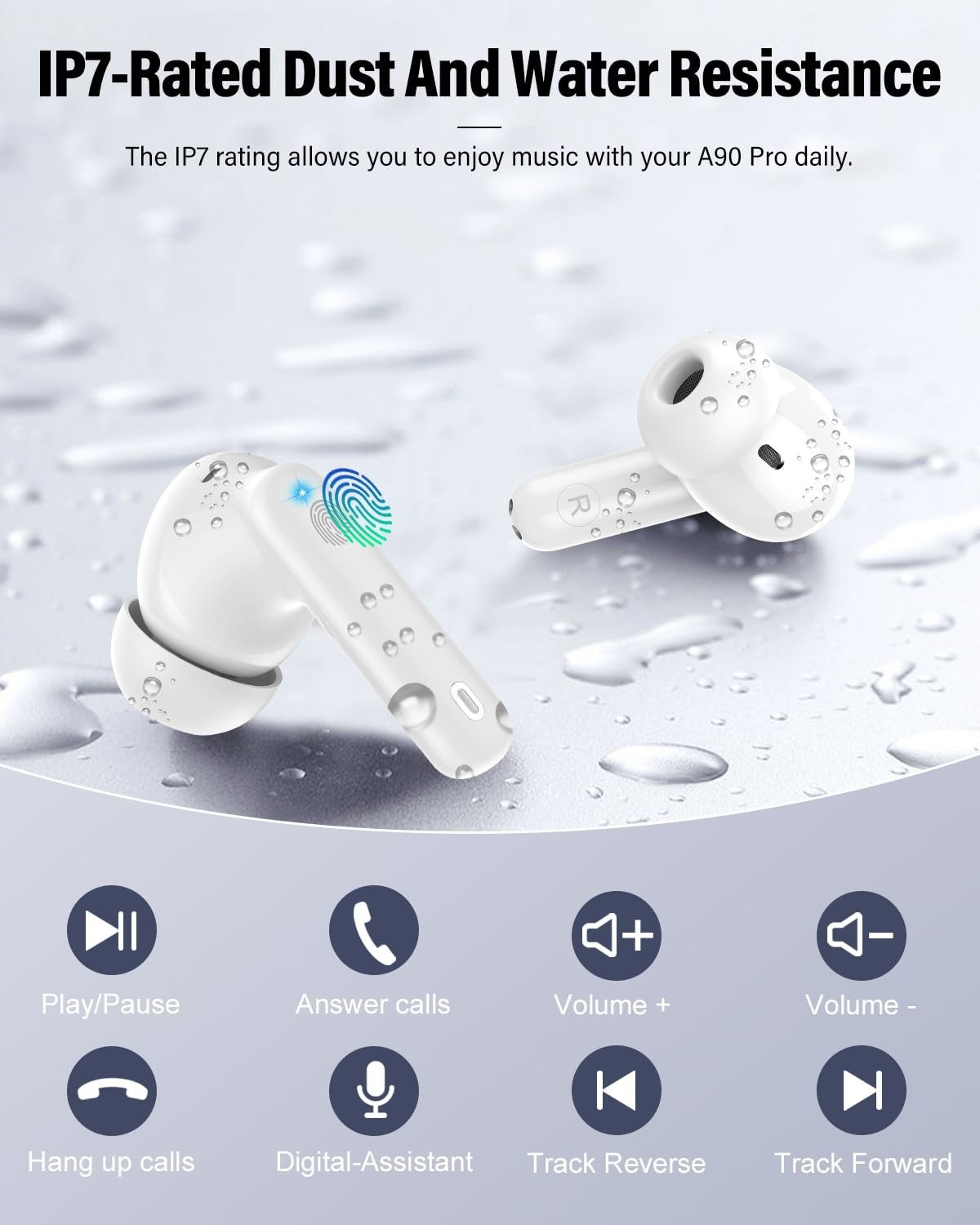 Wireless Bluetooth 5.4 Earbuds, Noise Cancelling, 36H Playtime, IP7 Waterproof,7