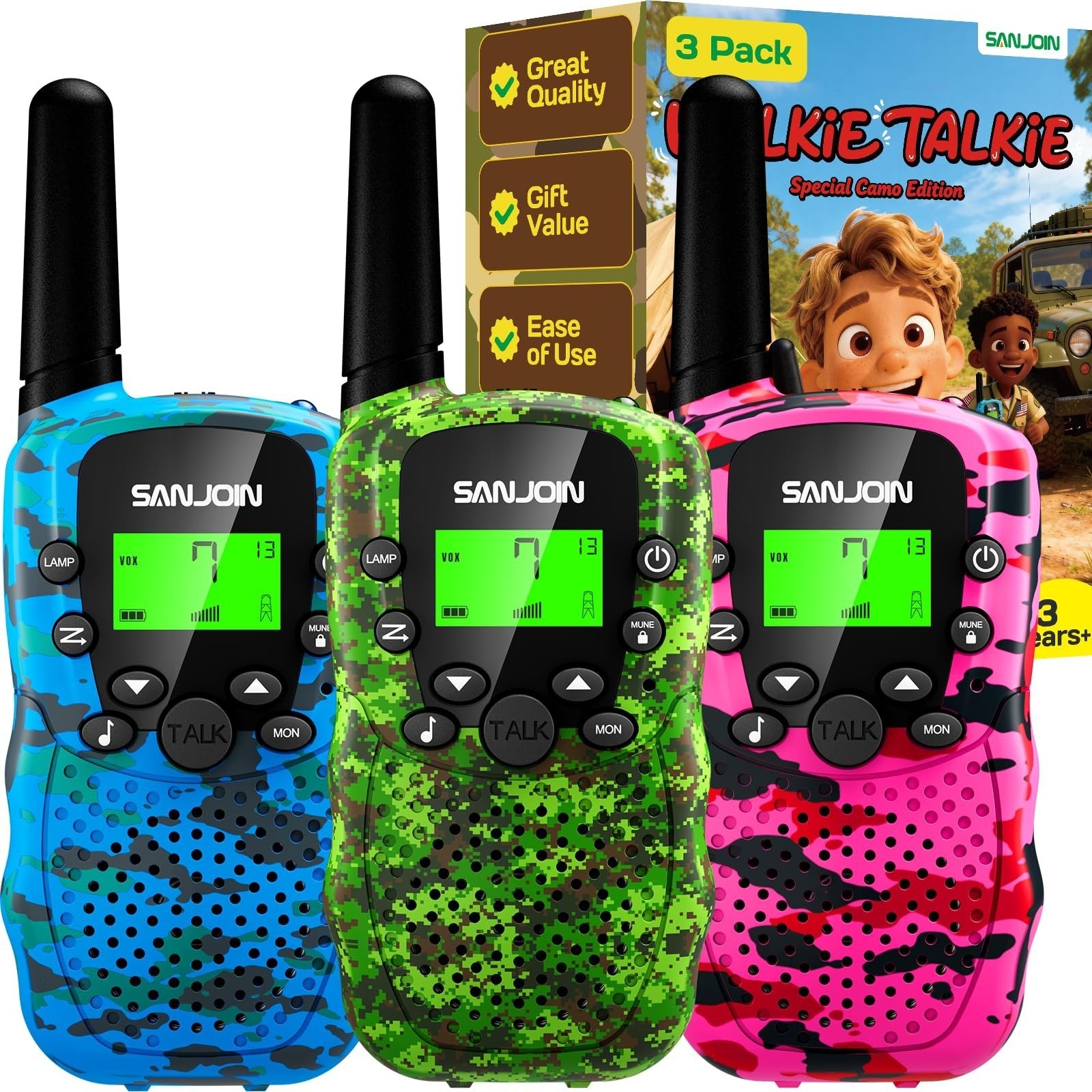Kids Walkie Talkies   3 Miles Range Outdoor Toys for Ages 3 12, Perfect Birthday1