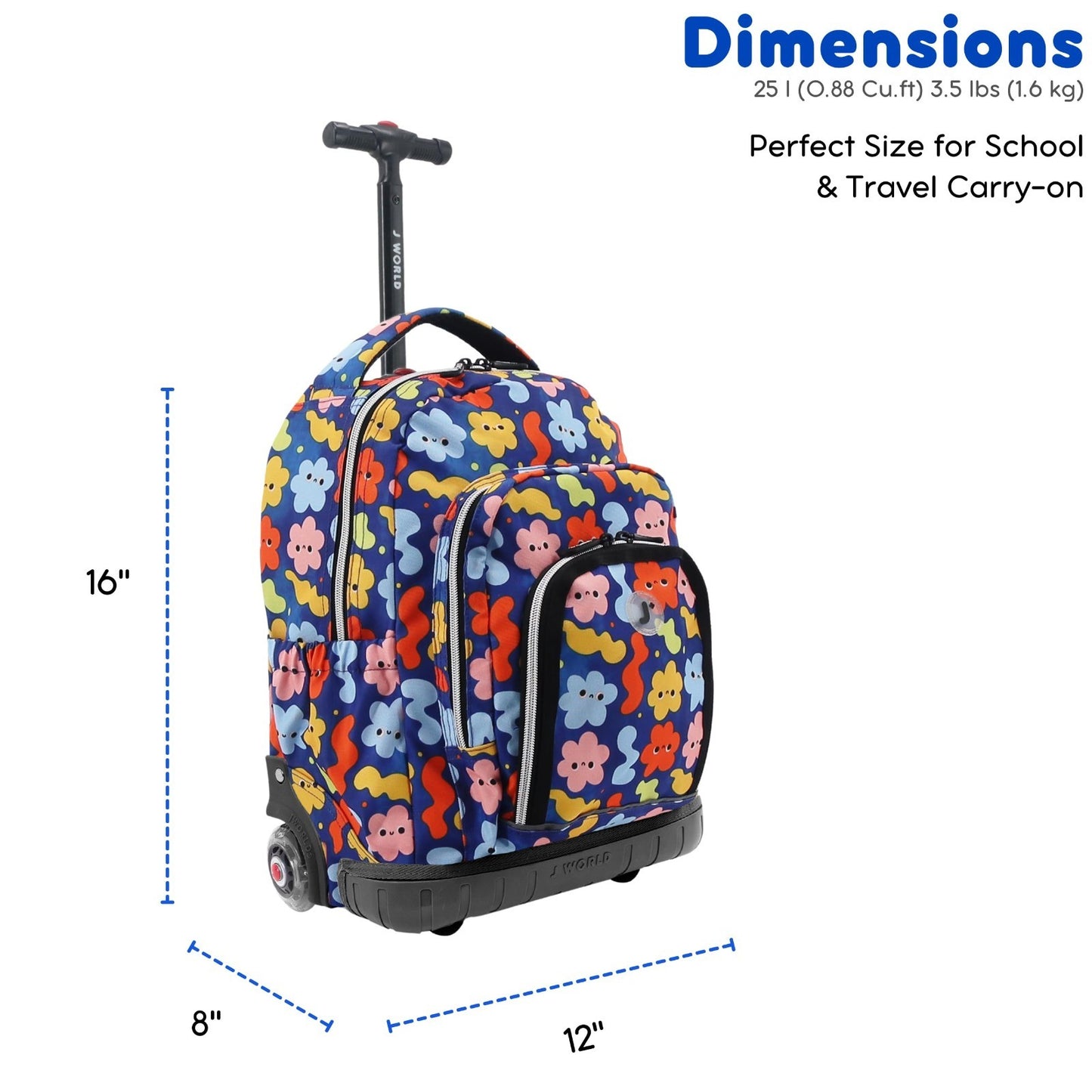 Kids Rolling Backpack & Lunch Bag Set   Elementary School Carry On Suitcase with7