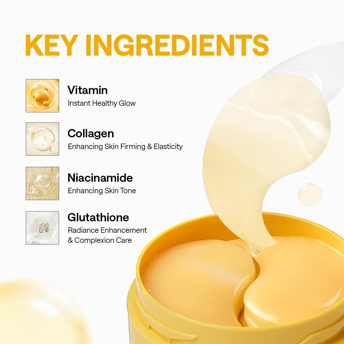 Vitamin & Collagen Under Eye Patches - 60 Count, Dark Spot & Fine Line Care, Kor3