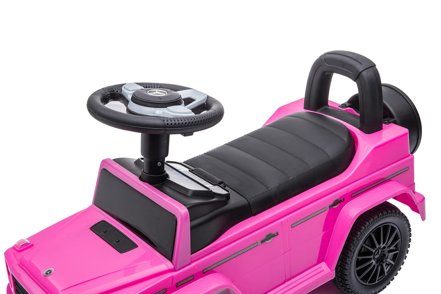 Kids Ride-On Car Stroller, Mercedes G-Wagon Push Car with Lights & Music, Pink,5
