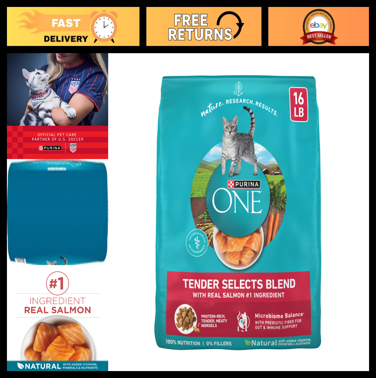 Tender Selects Dry Cat Food with Salmon   16 lb Bag, High Protein, Natural Ingre0