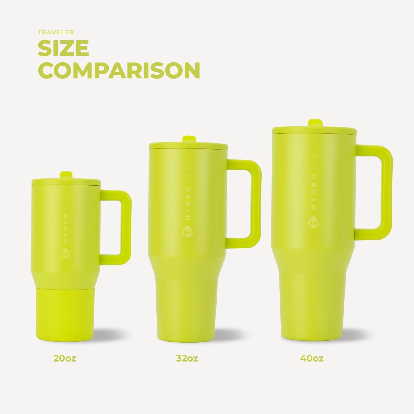 40oz Insulated Tumbler with Handle & Straw   HydroJug Style, Lemon Lime Color5