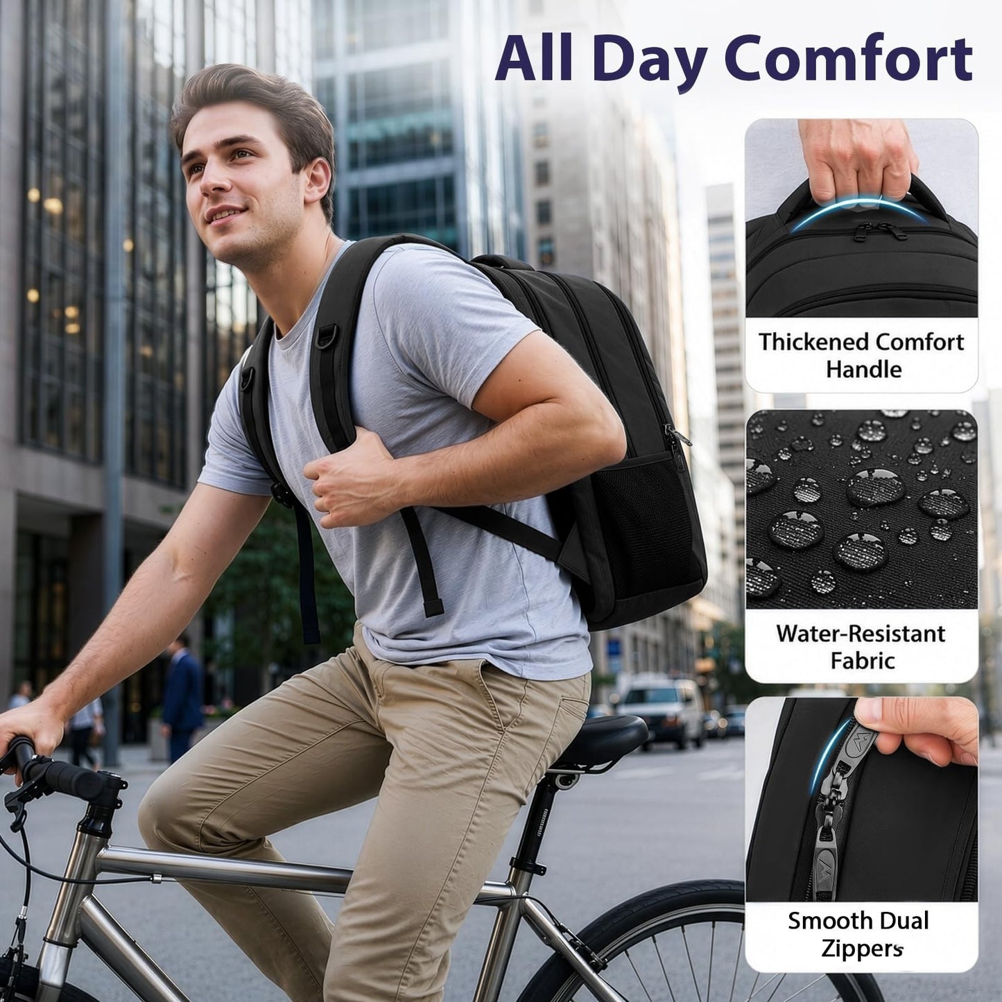 Airline Approved Laptop Backpack, Travel Work Bag with Multiple Pockets & USB Po7