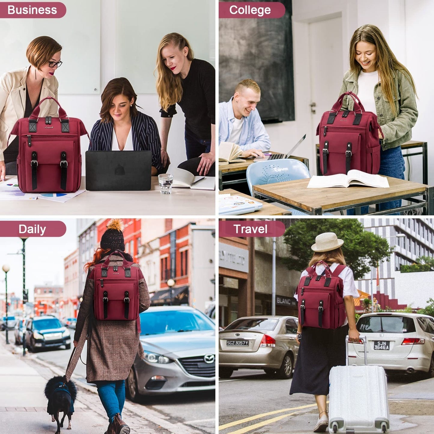 Stylish 15.6" Laptop Backpack for Women   Work, Travel, College, Commuter Bag, W3