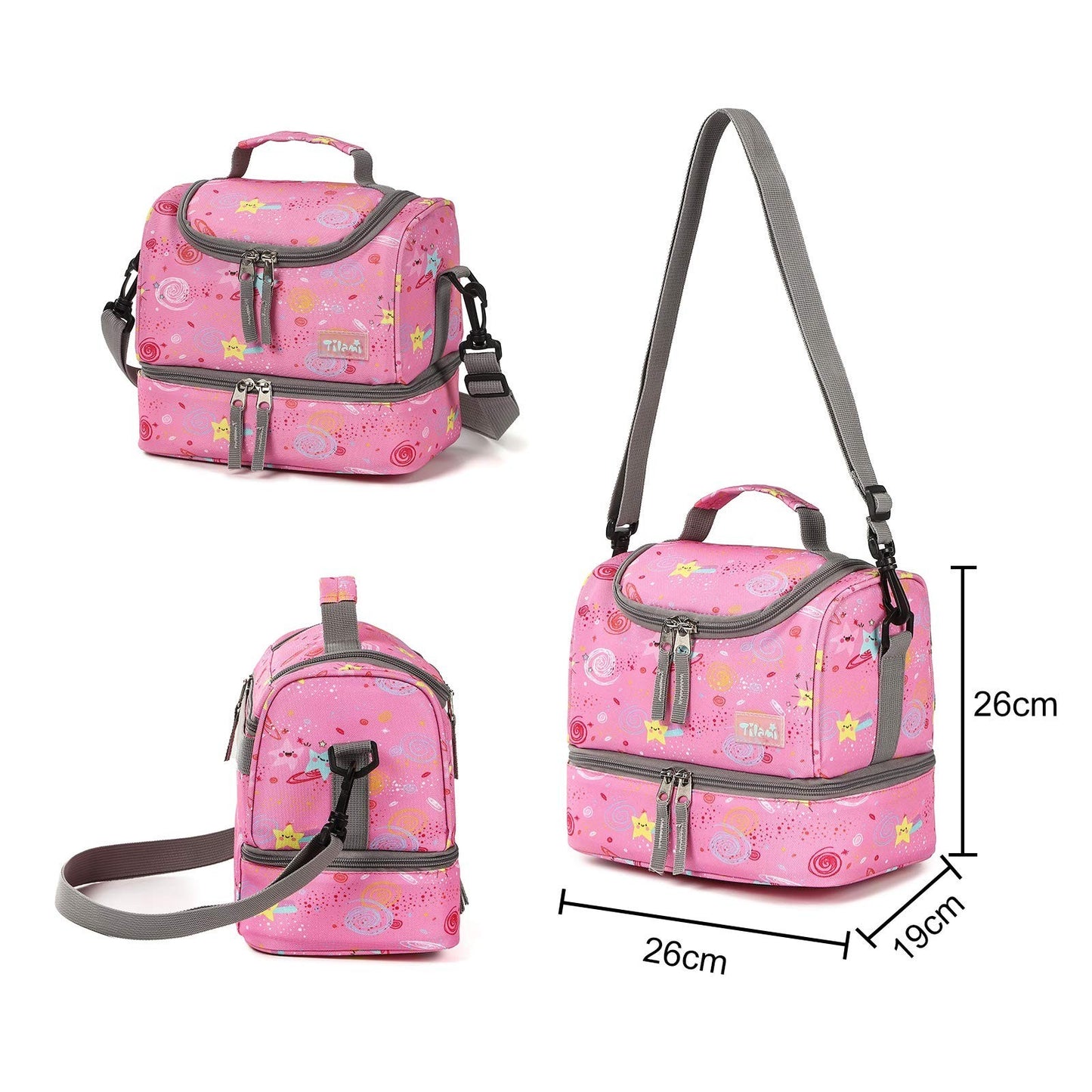 Wheeled Kids Backpack 18" with Lunch Bag, Double Handle, Pink Unicorn Design2