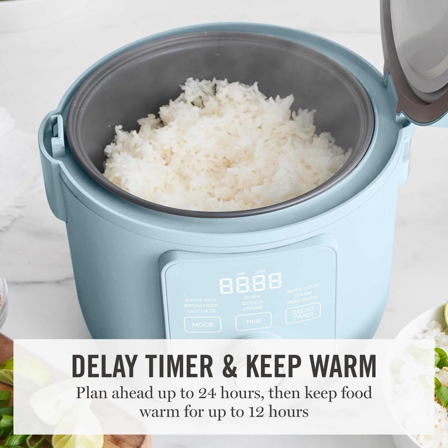 4-Cup Rice Cooker with Non-Stick Pot, Keep Warm, Steam Basket, Quick Cook - Sky8