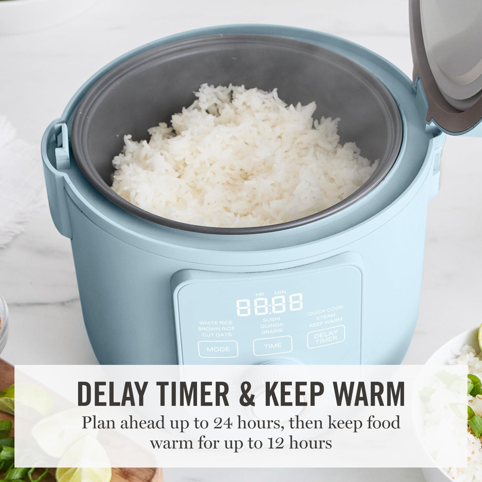 4-Cup Rice Cooker with Non-Stick Pot, Keep Warm, Steam Basket, Quick Cook - Sky8