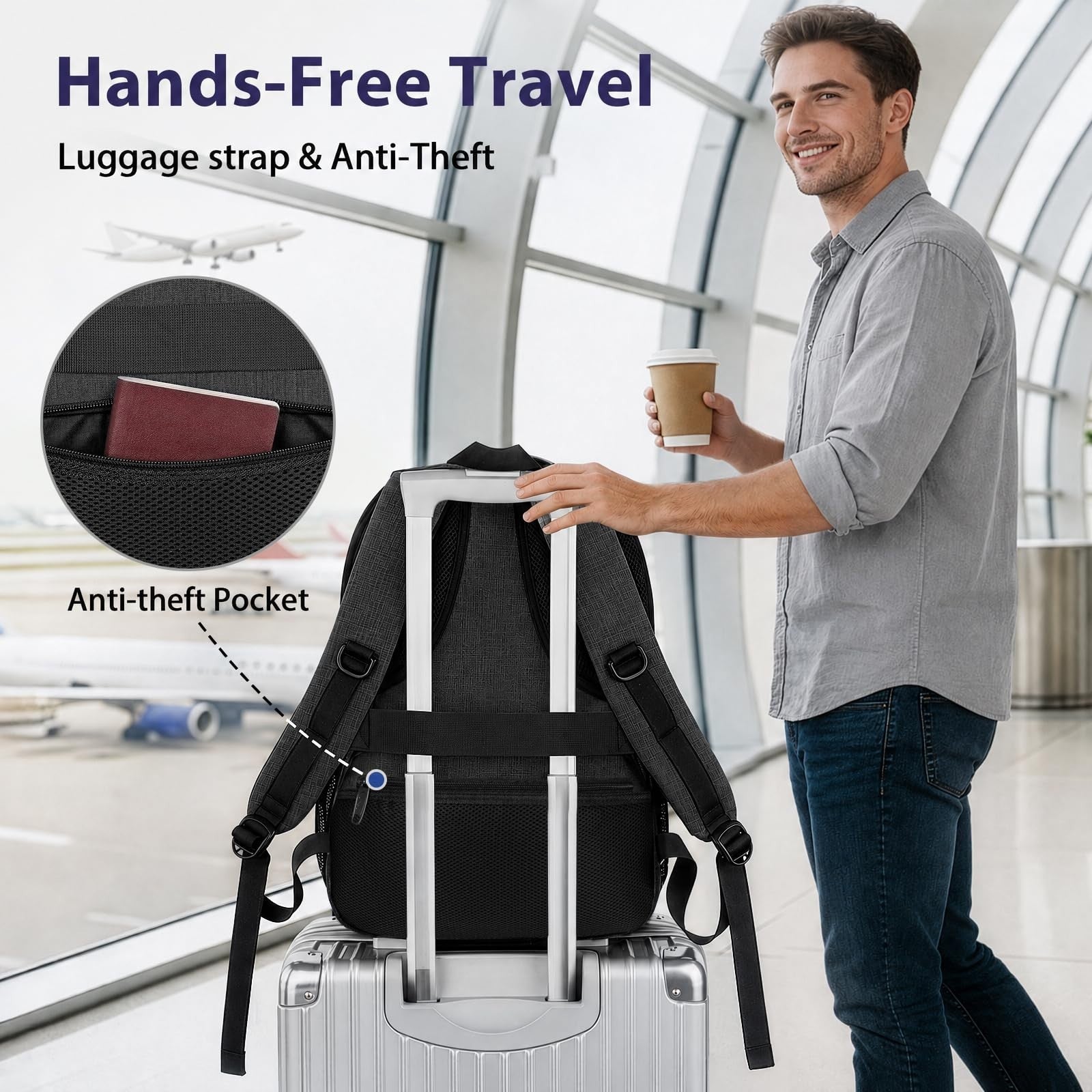 Extra Large 50L Travel Laptop Backpack, Water Resistant Work Bag, Durable & Styl4