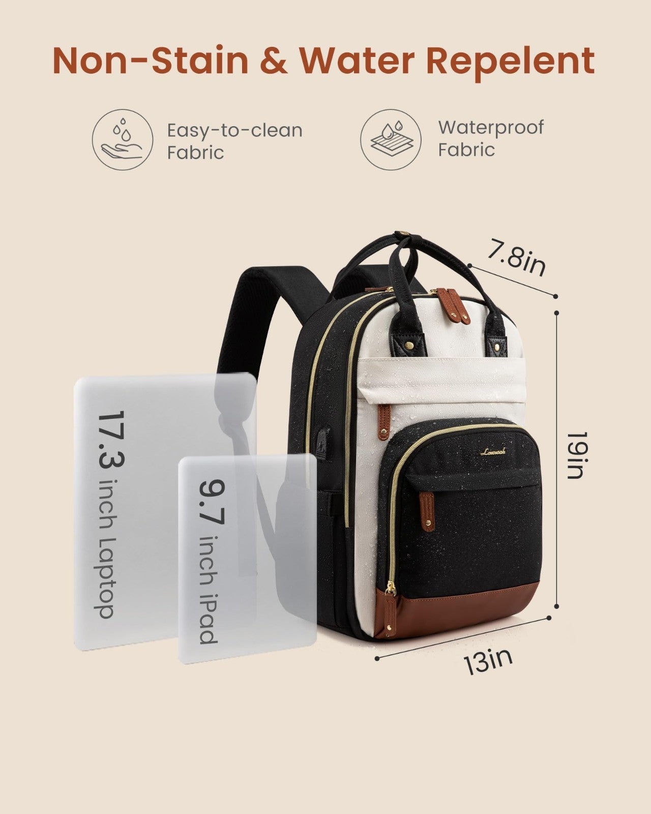 Stylish Waterproof Laptop Backpack with USB Port   17.3" Work & Travel Bag, Cute3