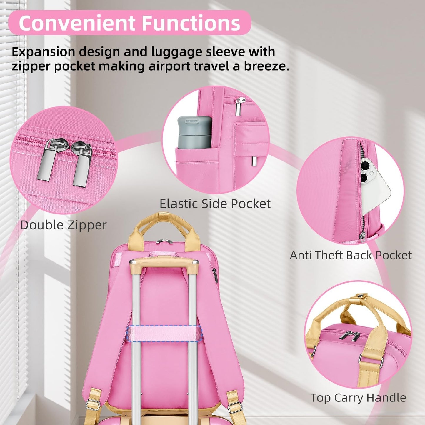 3-Piece Expandable Carry-On Luggage Set, Airline Approved, 360° Spinner Wheels,4
