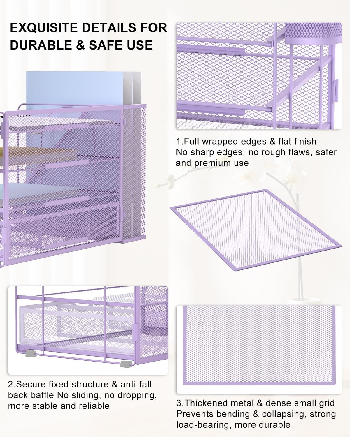 4 Tier Desktop File Organizer with Drawer & 2 Pen Holders   Office Supplies, Pur5