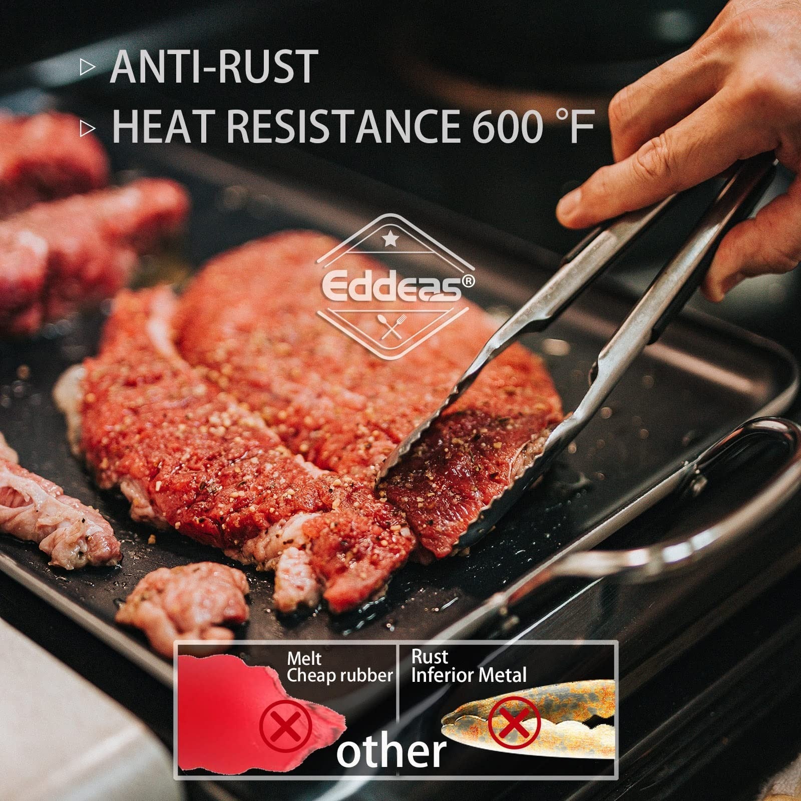 Heat Resistant Metal Tongs Set 3PCS   7, 9, 12 Inch Heavy Duty BBQ Kitchen Tools3