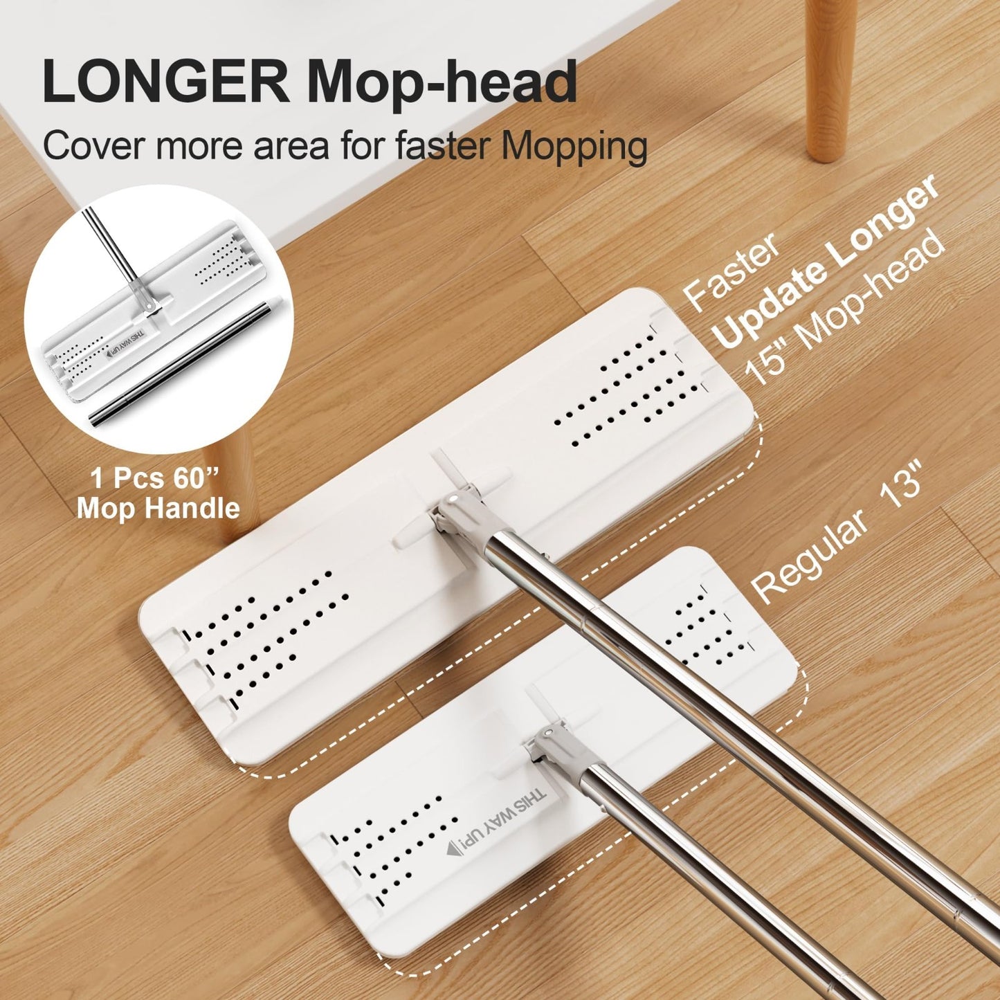 Flat Mop System with Bucket Set - Microfiber Mop for Wet & Dry Cleaning, 3 Pads6
